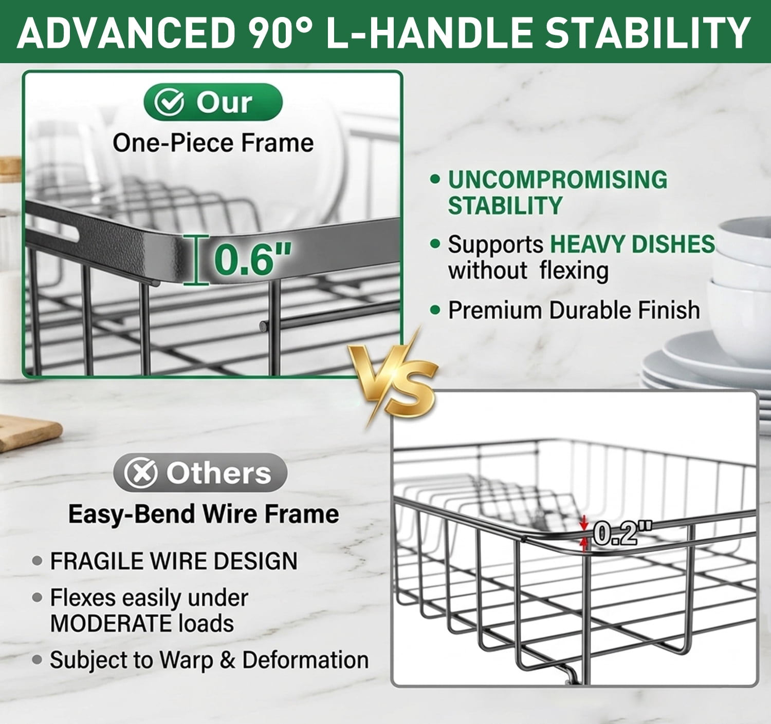 Dish Drying Rack in Sink - Expandable Stainless Steel Dish Rack Over the Sink, Kitchen Sink Drain Strainer with Cutlery Holder, 12"~16.8" L x 8.6" W x 5.7" H, Black - Image 2