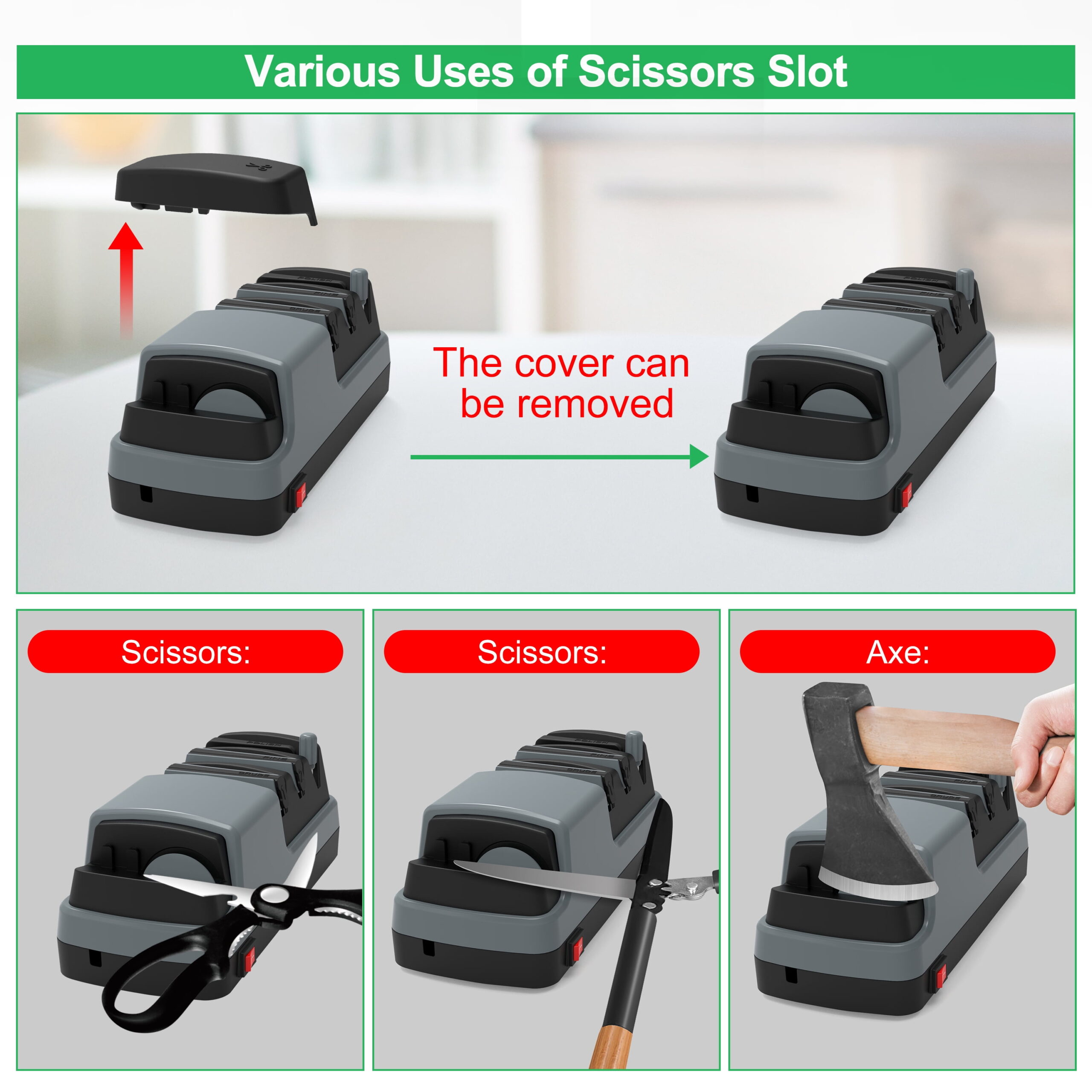 Electric Knife Sharpener- 4 in 1 Electric Knife Sharpeners for Kitchen Knives, Straight Blade Knives & Serrated Knives & Ceramic Knives & Scissors - Image 3