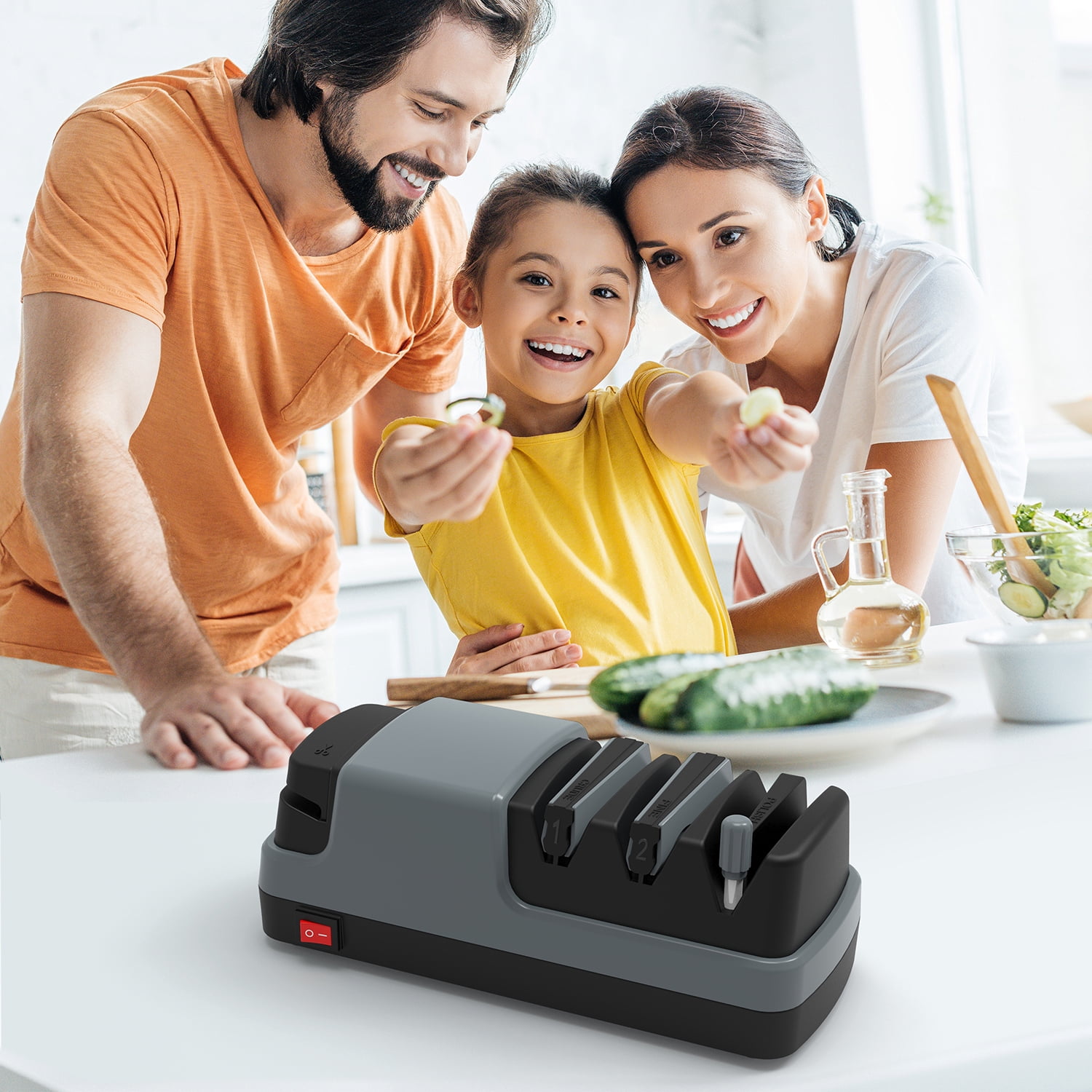 Electric Knife Sharpener- 4 in 1 Electric Knife Sharpeners for Kitchen Knives, Straight Blade Knives & Serrated Knives & Ceramic Knives & Scissors - Image 2