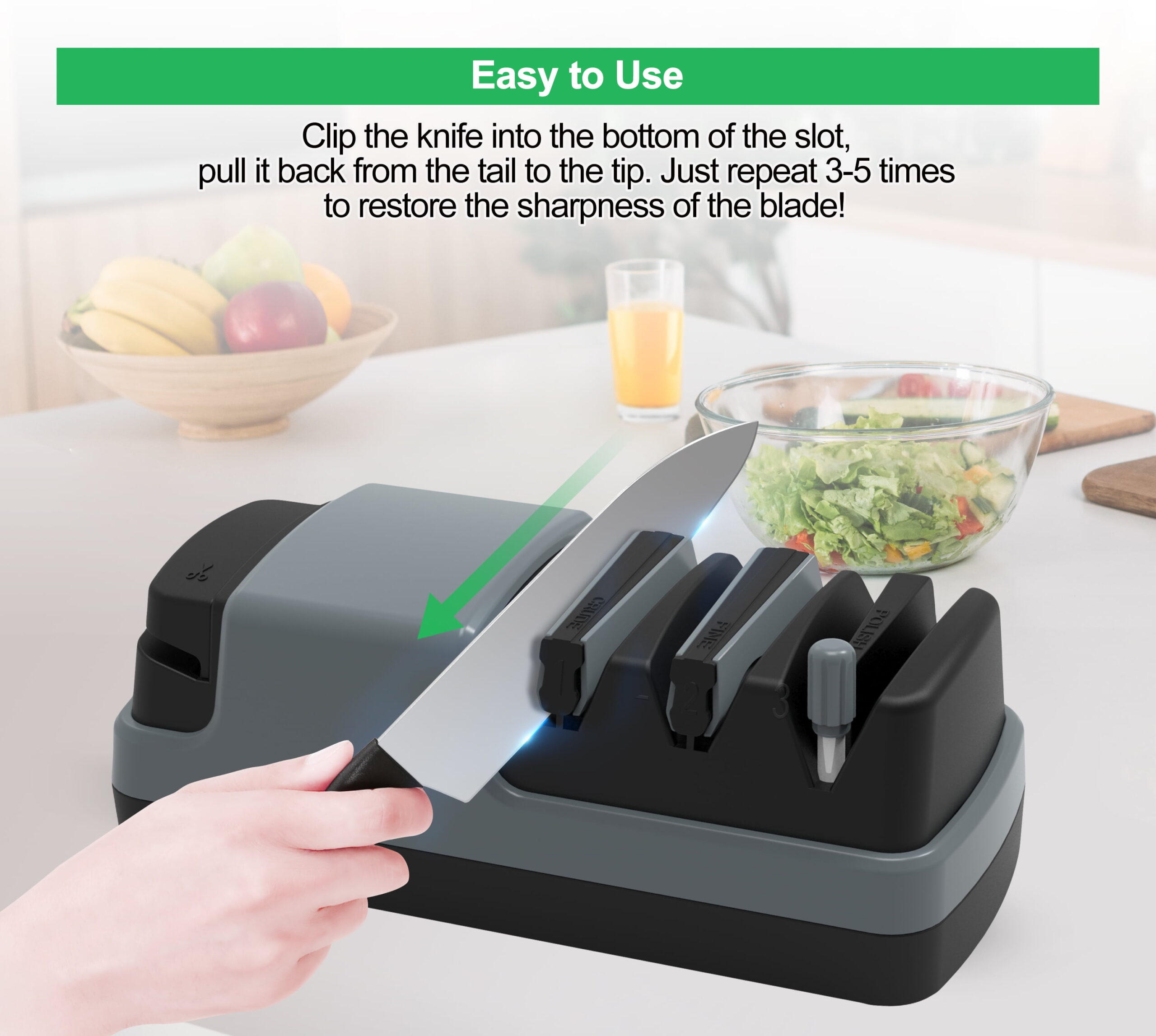 Electric Knife Sharpener- 4 in 1 Electric Knife Sharpeners for Kitchen Knives, Straight Blade Knives & Serrated Knives & Ceramic Knives & Scissors - Image 5
