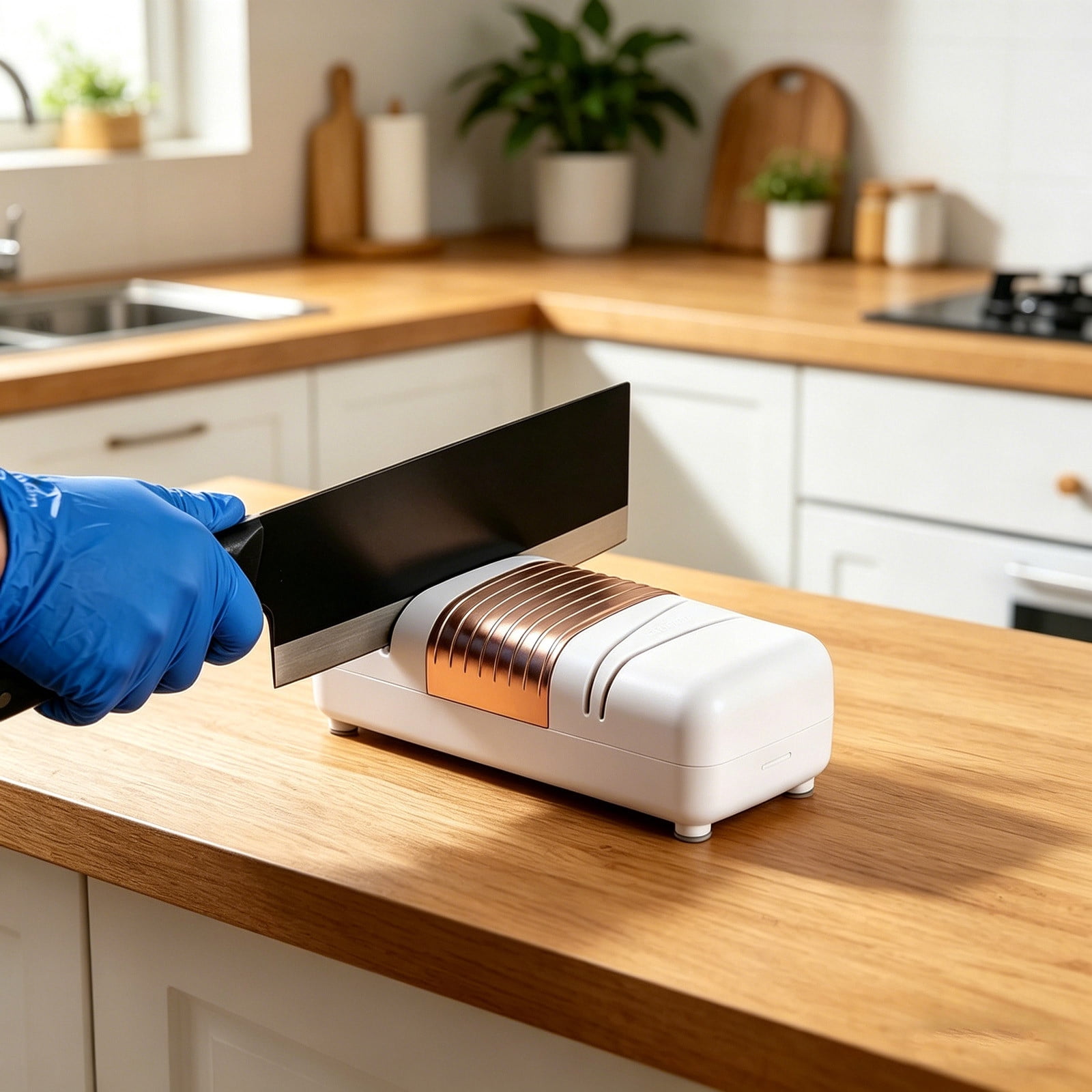 Electric Knife Sharpener for Kitchen, Automatic Knife Sharpening Tool with Diamond Wheels, Quick Edge Restorer for Straight & Serrated Knives - Image 2