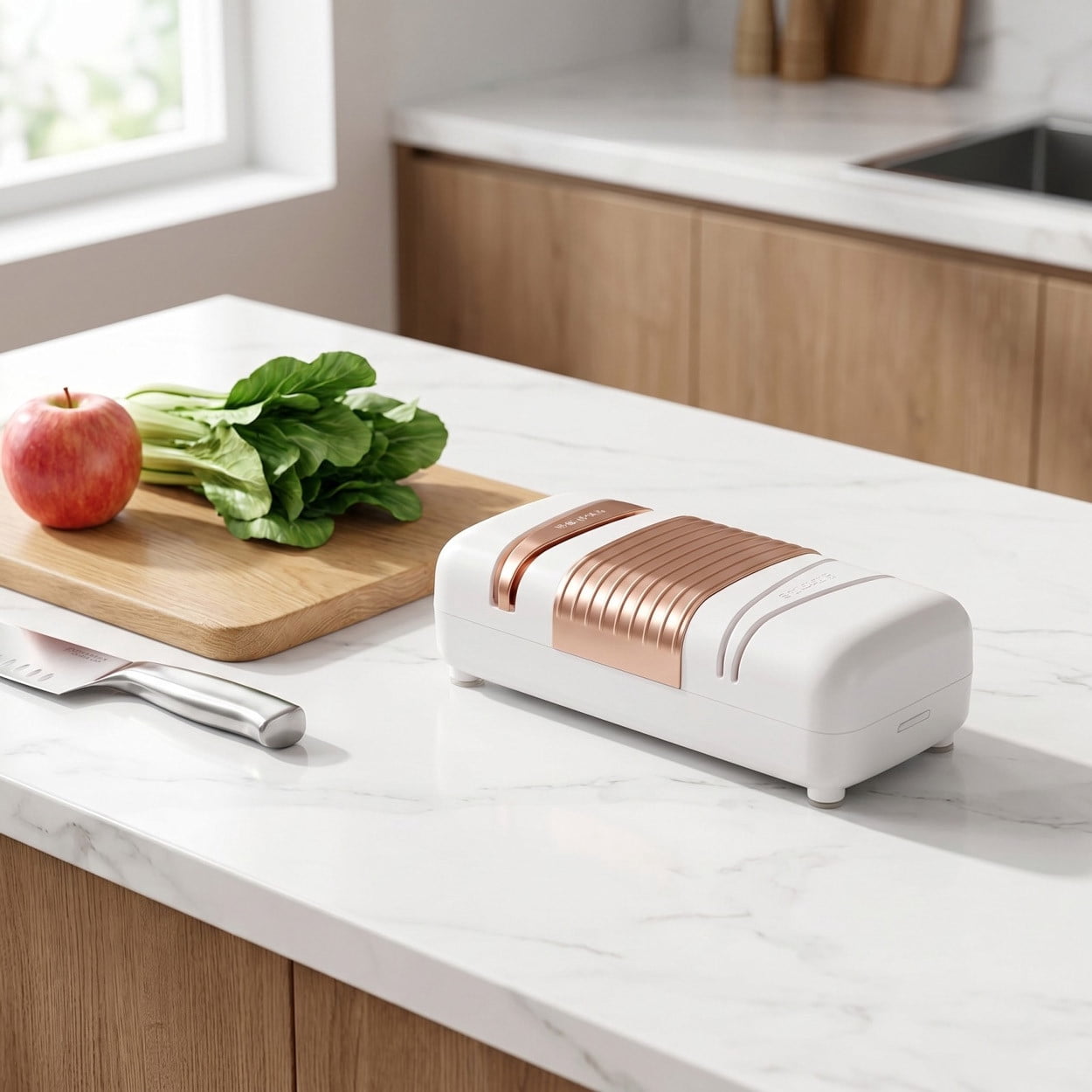 Electric Knife Sharpener for Kitchen, Automatic Knife Sharpening Tool with Diamond Wheels, Quick Edge Restorer for Straight & Serrated Knives - Image 3