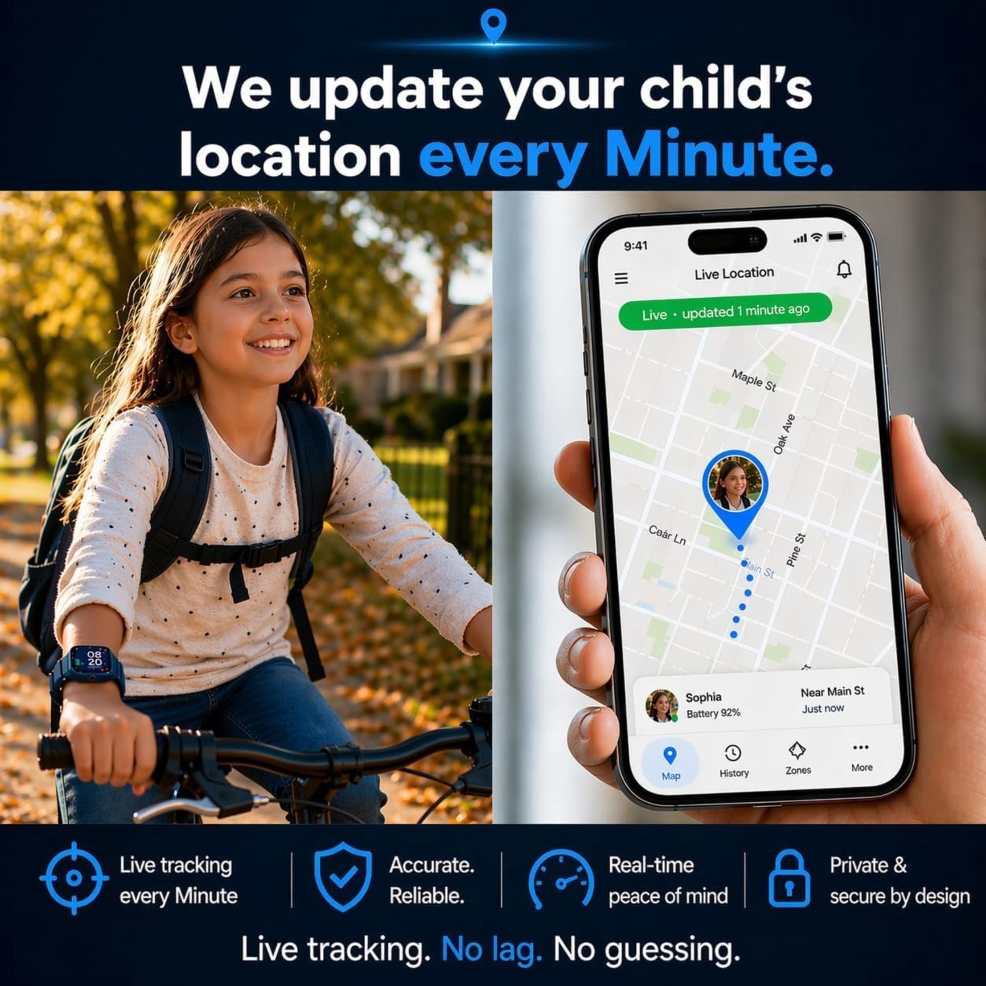 EmojiKidz Kids Smartwatch with GPS Tracker, 4G Calling & Texting, Parental Controls, SOS Button, Geo-Fencing – Safe First Phone for Children, Black - Image 2