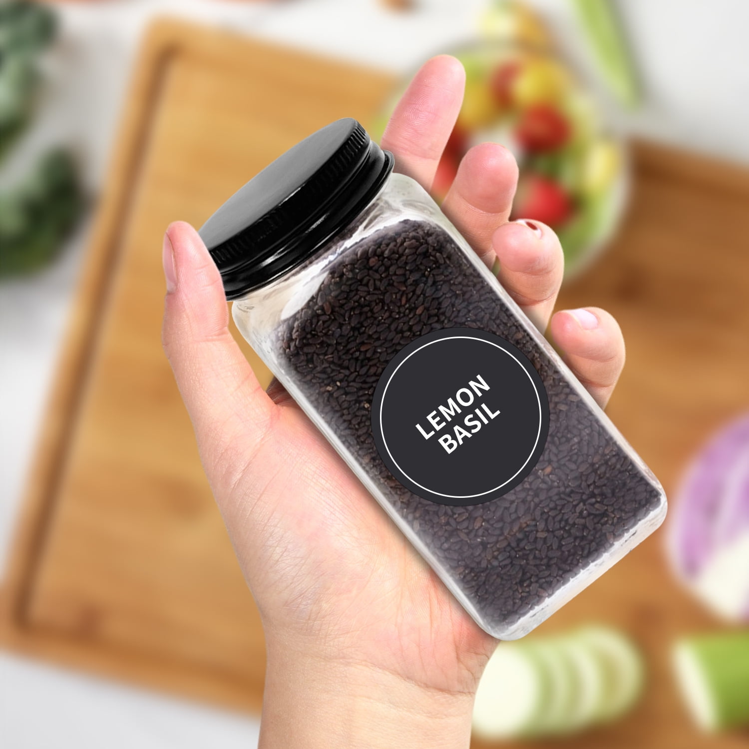 Enroslu 12Pcs 4oz Glass Spice Jars with Shaker Lids, Labels, a Handy Funnel, Empty Spice Containers and Square Spice Bottles for Kitchen and Seasoning - Image 3