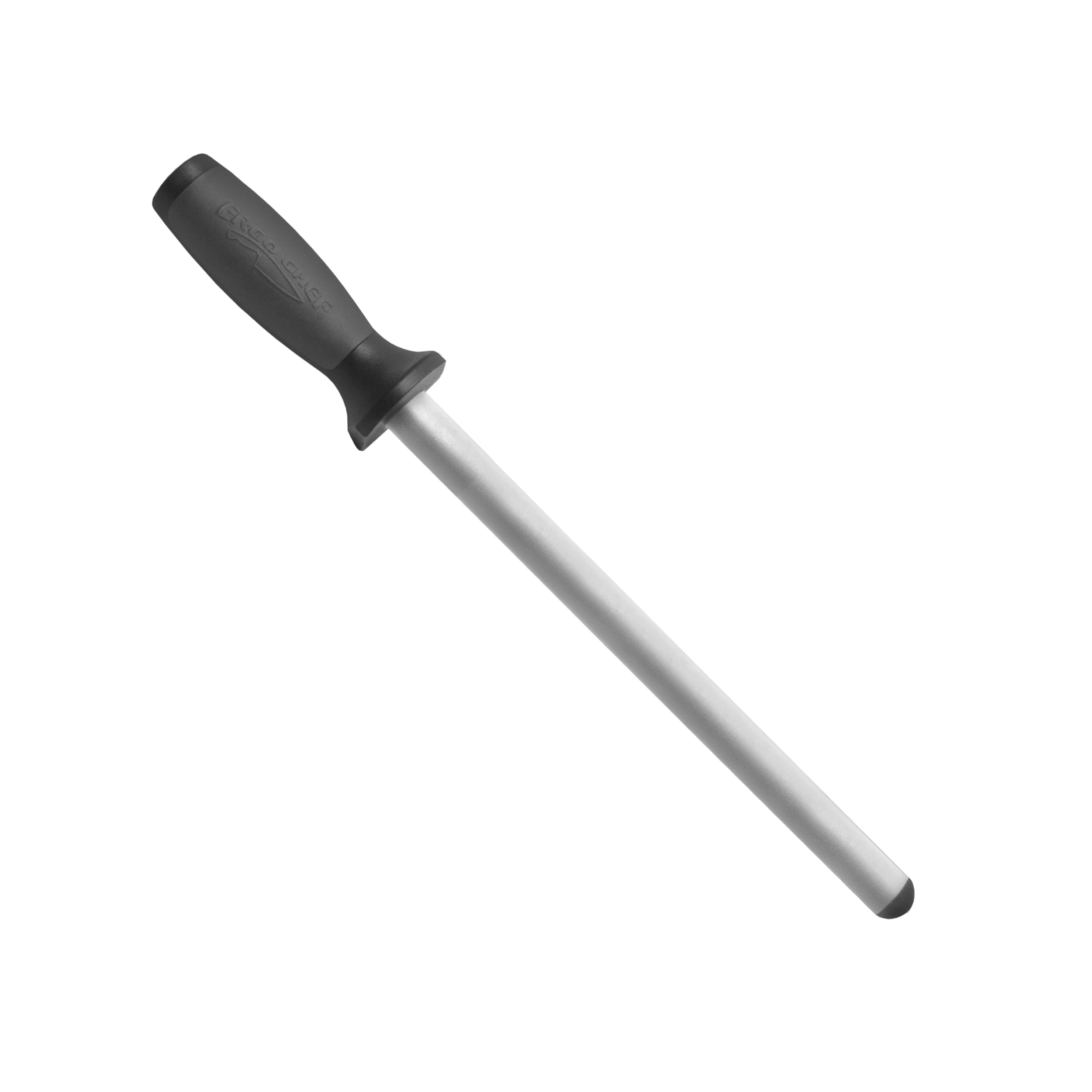 Ergo Chef Pro Series 12" Diamond Oval Knife Sharpening Steel with Black Non Slip Handle - Image 4