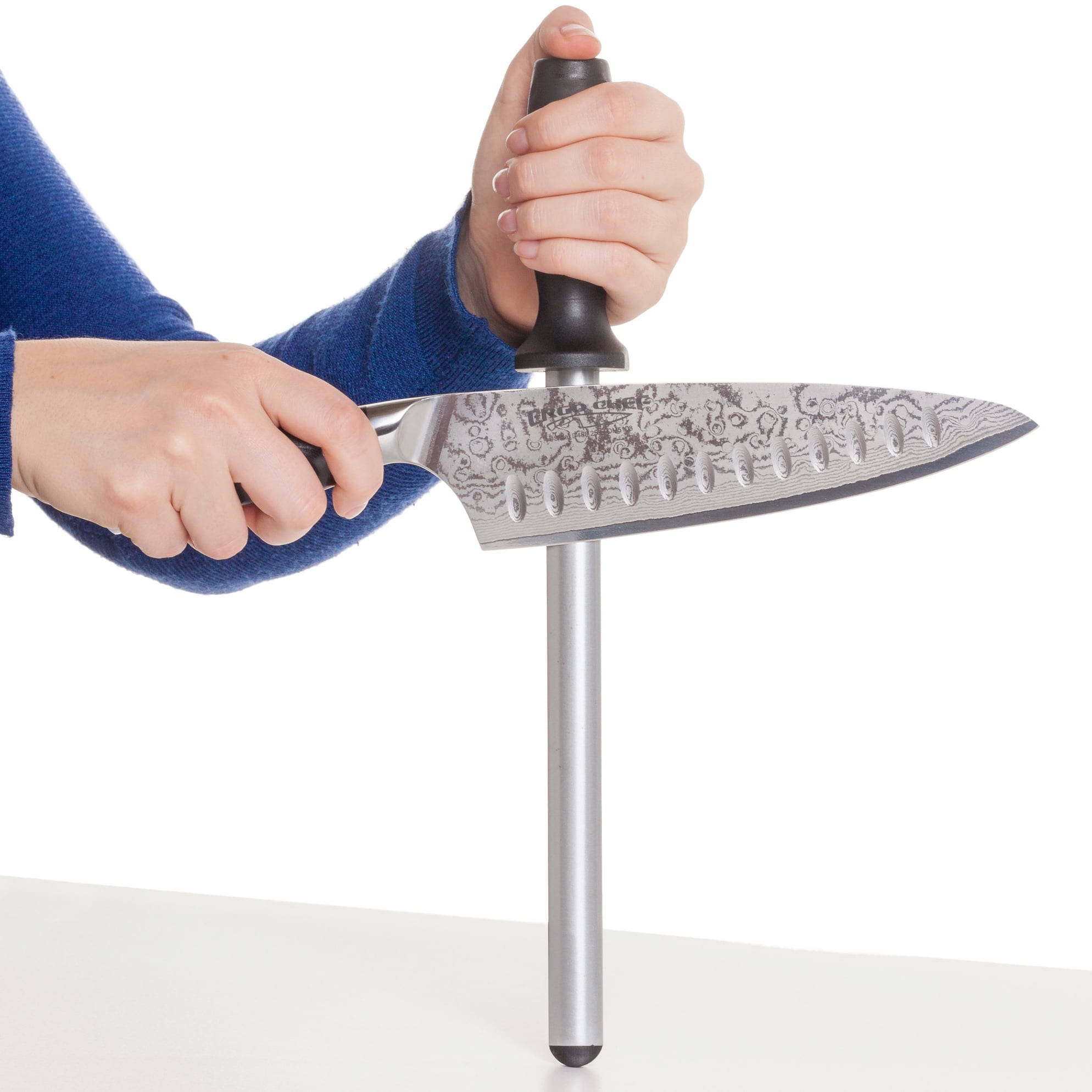 Ergo Chef Pro Series 10 inch Oval Diamond Knife Sharpener with Black Non Slip Handle - Image 4