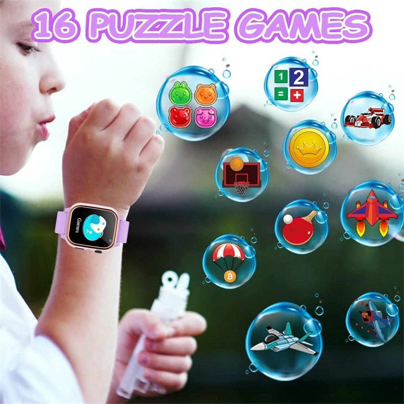 EWSFHUI Kids Game Smart Watch Gift for Girls Age 6-12,14 Puzzle Games HD Touch Screen Kids Watches with Video Camera Music Player Pedometer Flashlight 12/24hr Toys for Girls - Image 2