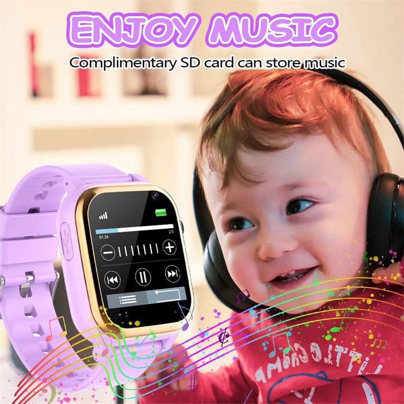 EWSFHUI Kids Game Smart Watch Gift for Girls Age 6-12,14 Puzzle Games HD Touch Screen Kids Watches with Video Camera Music Player Pedometer Flashlight 12/24hr Toys for Girls - Image 3