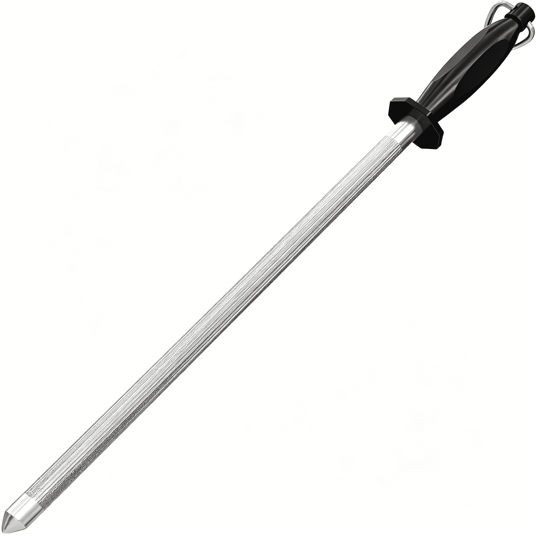 EXLEAF Knife Sharpener Rod 12 Inch, Professional Honing Rod for Knife Sharpening with Hanging Hook, Black