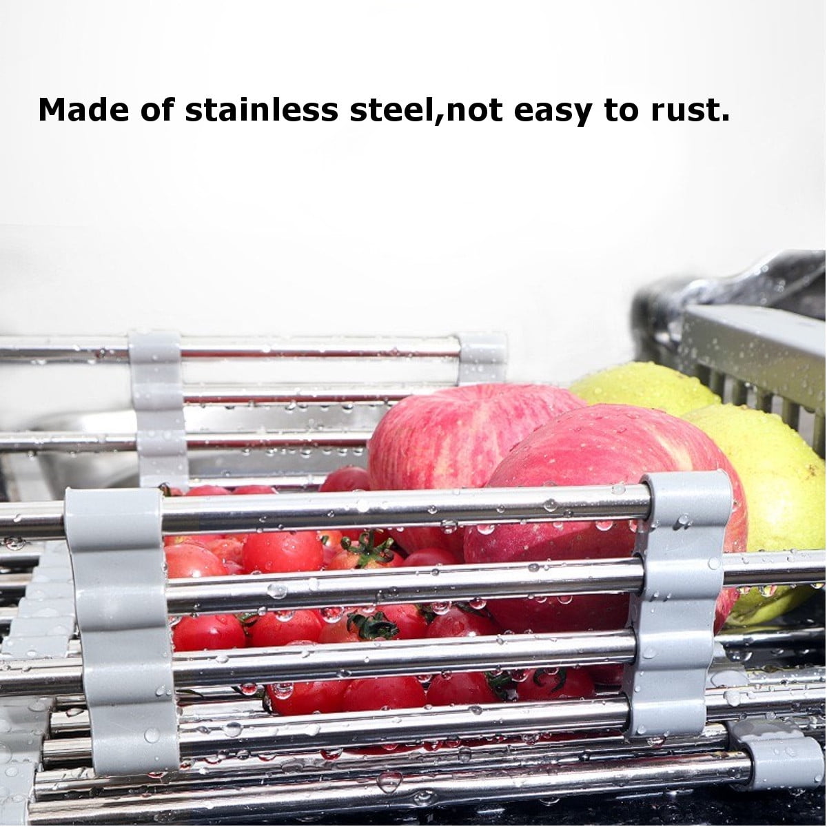 "Expandable Dish Drying Rack Over The Sink Dish Basket Drainer with Telescopic Arms Functional Kitchen Sink Organizer for Vegetable, Fruit and Tableware" - Image 3