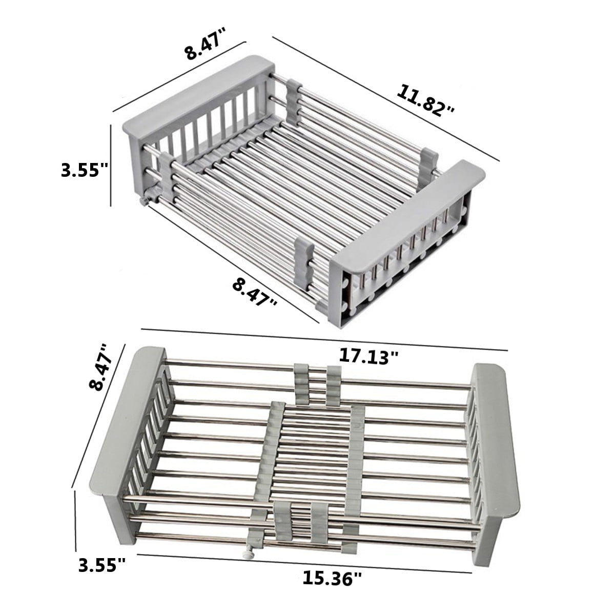 "Expandable Dish Drying Rack Over The Sink Dish Basket Drainer with Telescopic Arms Functional Kitchen Sink Organizer for Vegetable, Fruit and Tableware" - Image 5