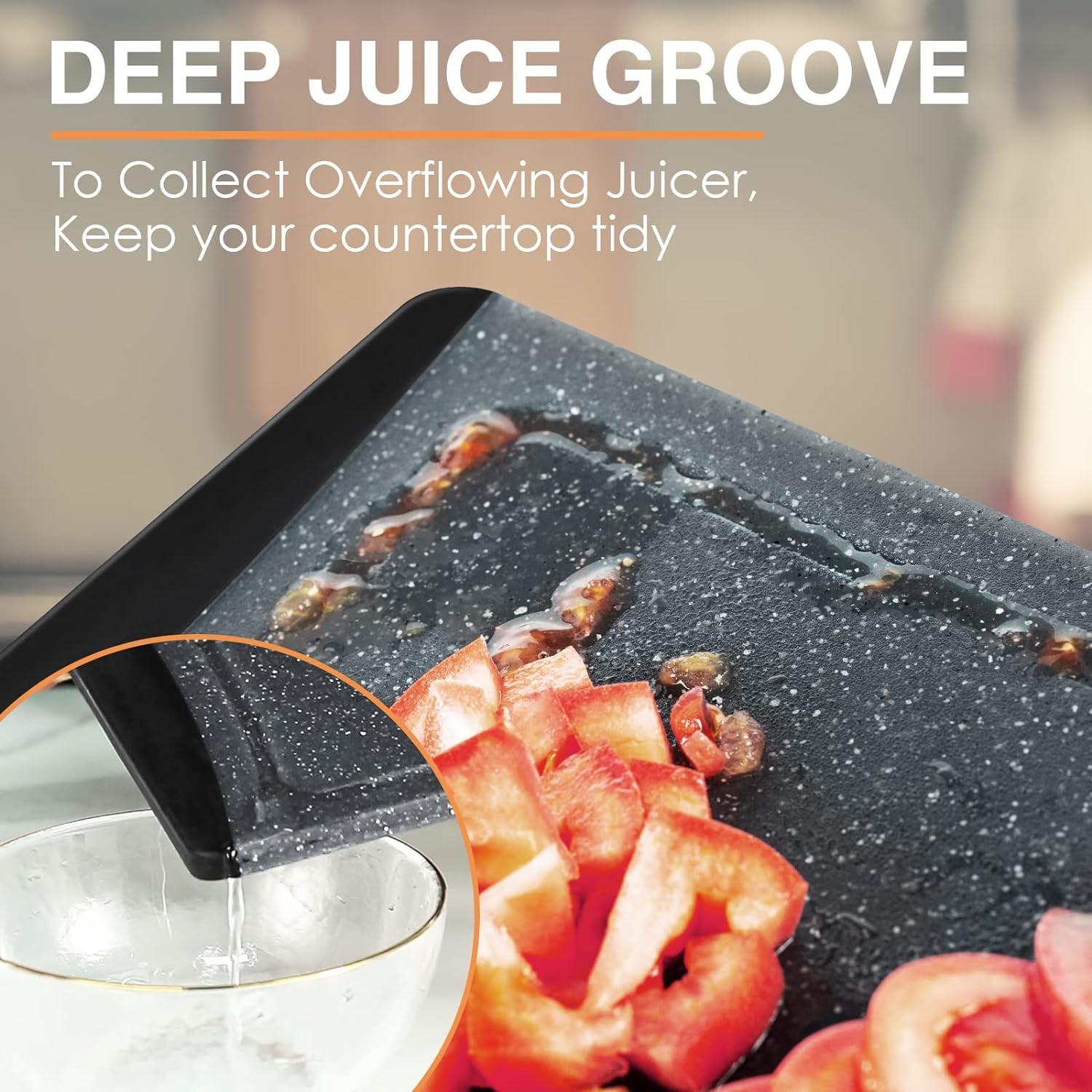 Extra Large Cutting Boards, AOKIWO Plastic Cutting Boards for Kitchen (Set of 3)Meat, Veggies Cutting Board Set Dishwasher Chopping Board with Juice Grooves Easy-Grip Handles, Dark Grey - Image 4