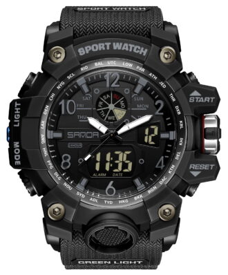 Findtime Mens Sport Watch Waterproof Watches Military Tactical Watch Outdoor Digital Watch Big Face Alarm Stopwatch LED Analog Watch for Men