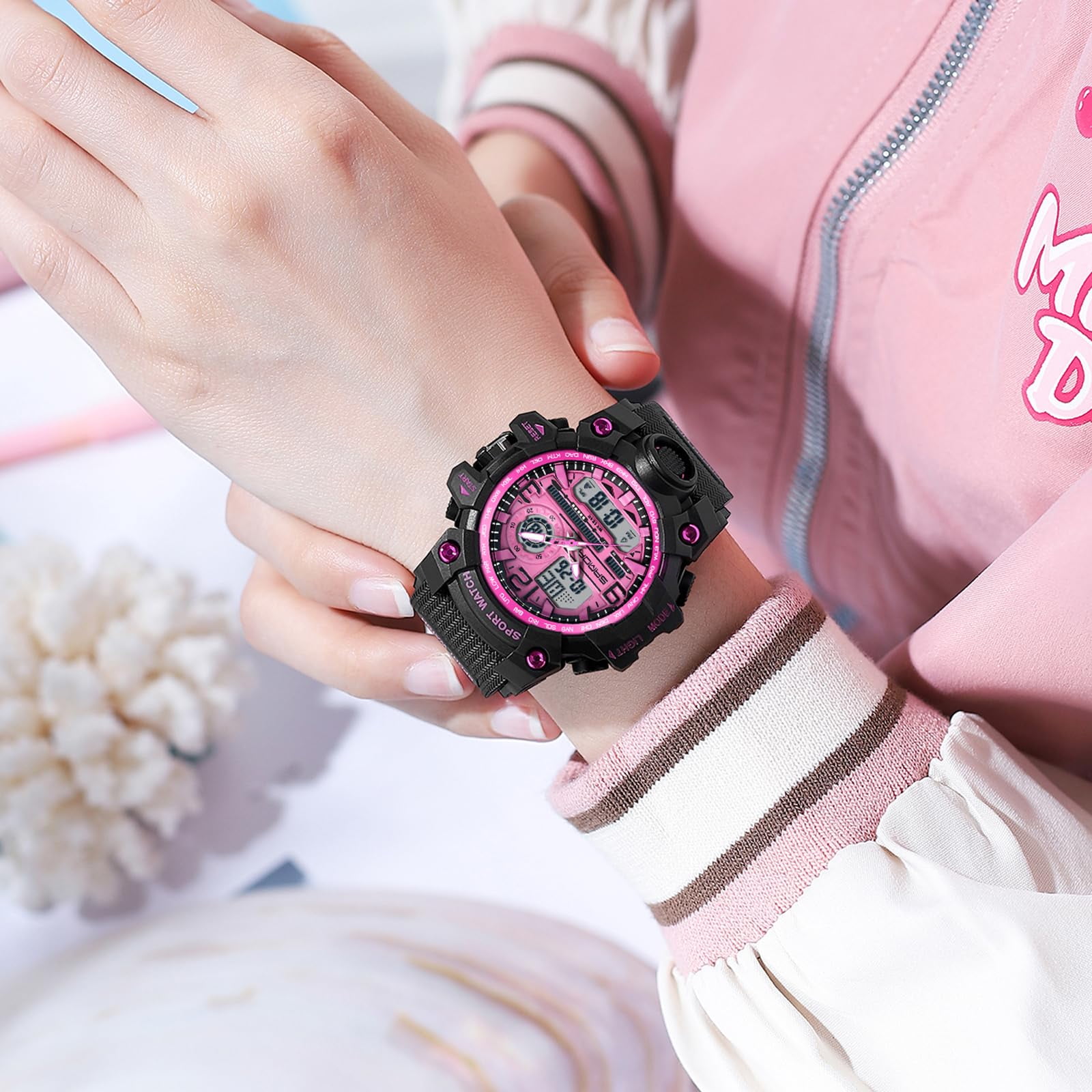 Findtime Women's Sport Watch Digital Waterproof Watches Military Watches Analog Outdoor Wrist Watch LED Luminous Alarm Stopwatch Dual Time Wristwatch - Image 5