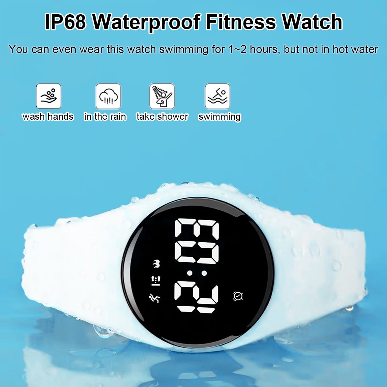 Fitness Pedometer Watch No Bluetooth No App IP68 Waterproof Watch for Women/Kids, Digital Watch with Alarm Clock Timer Step Counter - Image 4
