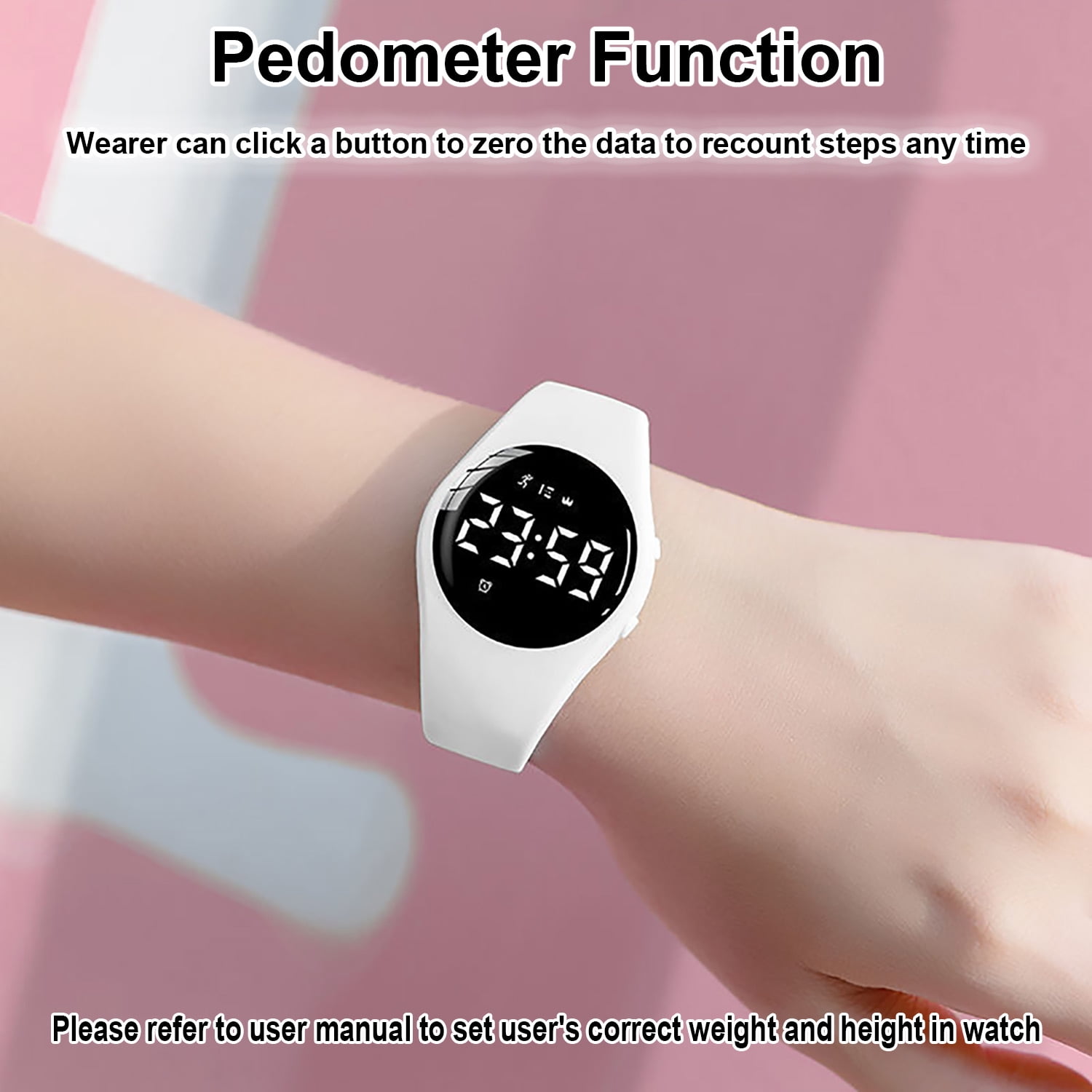 Fitness Pedometer Watch No Bluetooth No App IP68 Waterproof Watch for Women/Kids, Digital Watch with Alarm Clock Timer Step Counter - Image 5