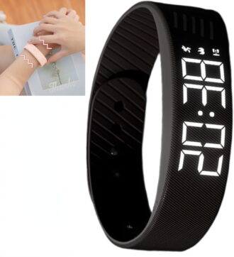 Fitsleeps Alarm Clock Watch - Fitsleeps Alarm Bracelet for Heavy Sleepers & Kids, Snooze, Waterproof Vibrating Smart Watch, Wrist Alarm Clock for Men and Women (Black)