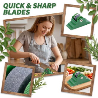 Fixed Knife Sharpener Tool, 4.9in Manual Rolling Knife Sharpener with Base Fast Sharpening Stone Kitchen Sharpening Tool for Knives Scissors Home Use (Green)