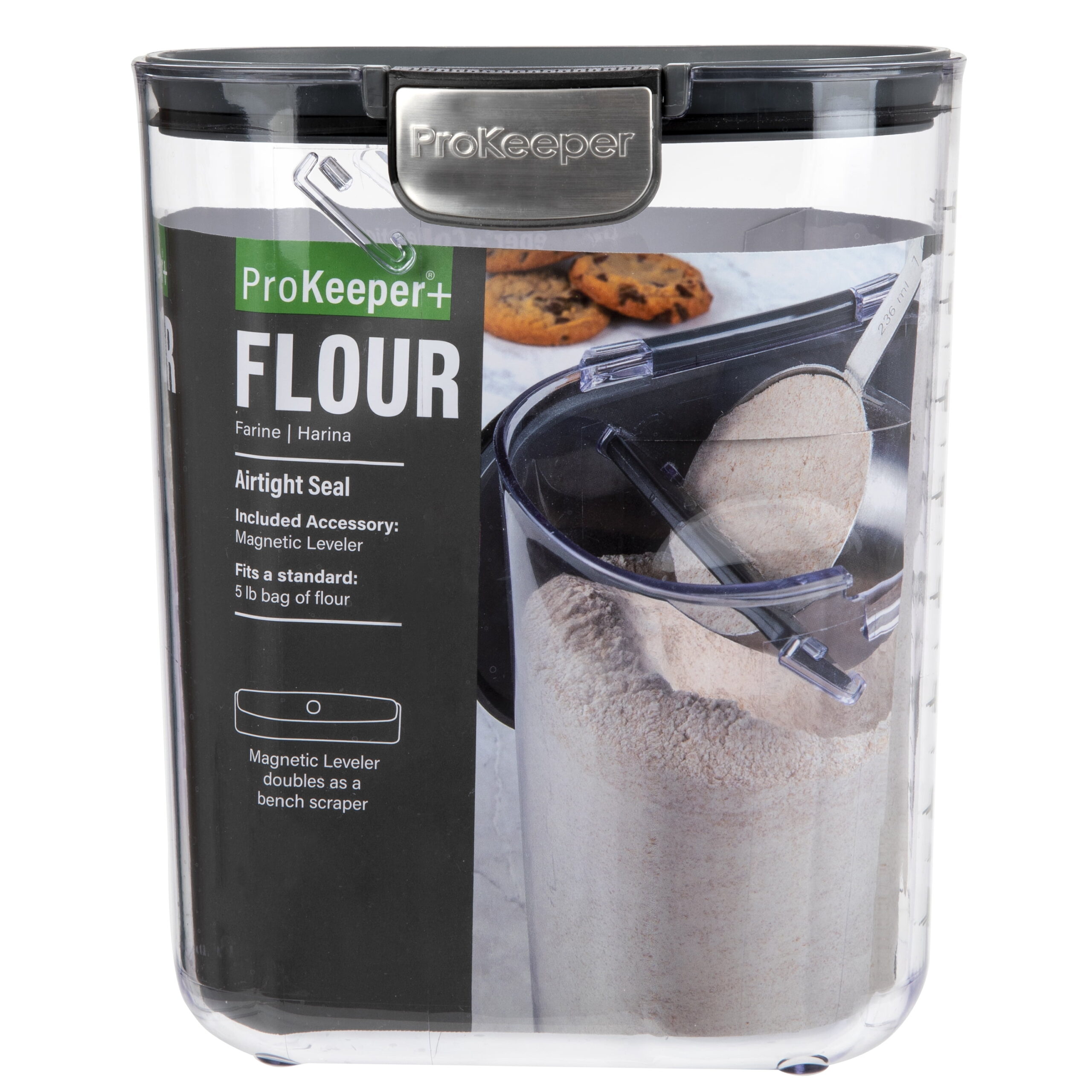 Flour ProKeeper+ Airtight Flour Storage Container with Magnetic Leveler and Stainless-Steel Latch, 5 lb Capacity, Ideal Use for Pantry Organization and Food Storage - Image 5