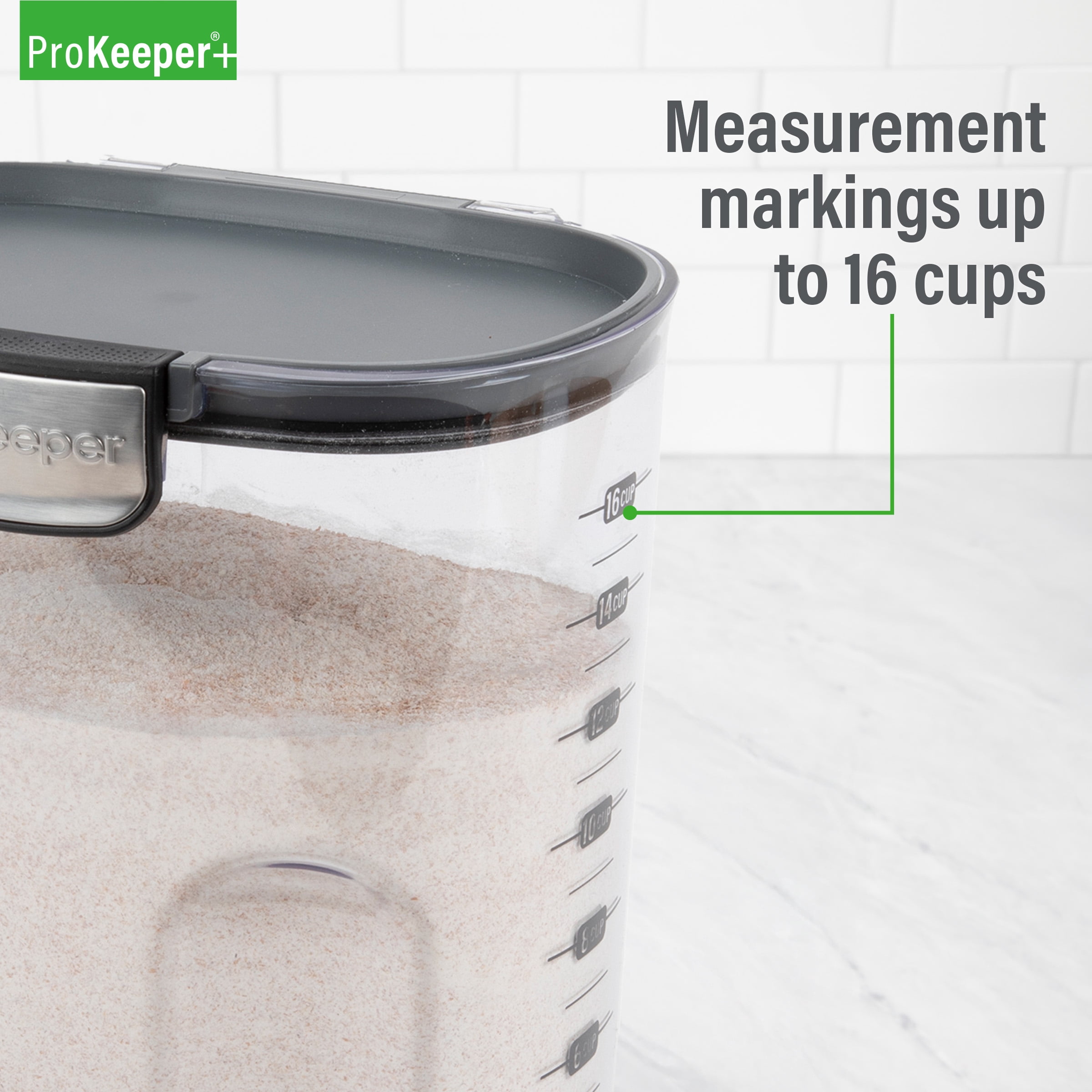 Flour ProKeeper+ Airtight Flour Storage Container with Magnetic Leveler and Stainless-Steel Latch, 5 lb Capacity, Ideal Use for Pantry Organization and Food Storage - Image 2