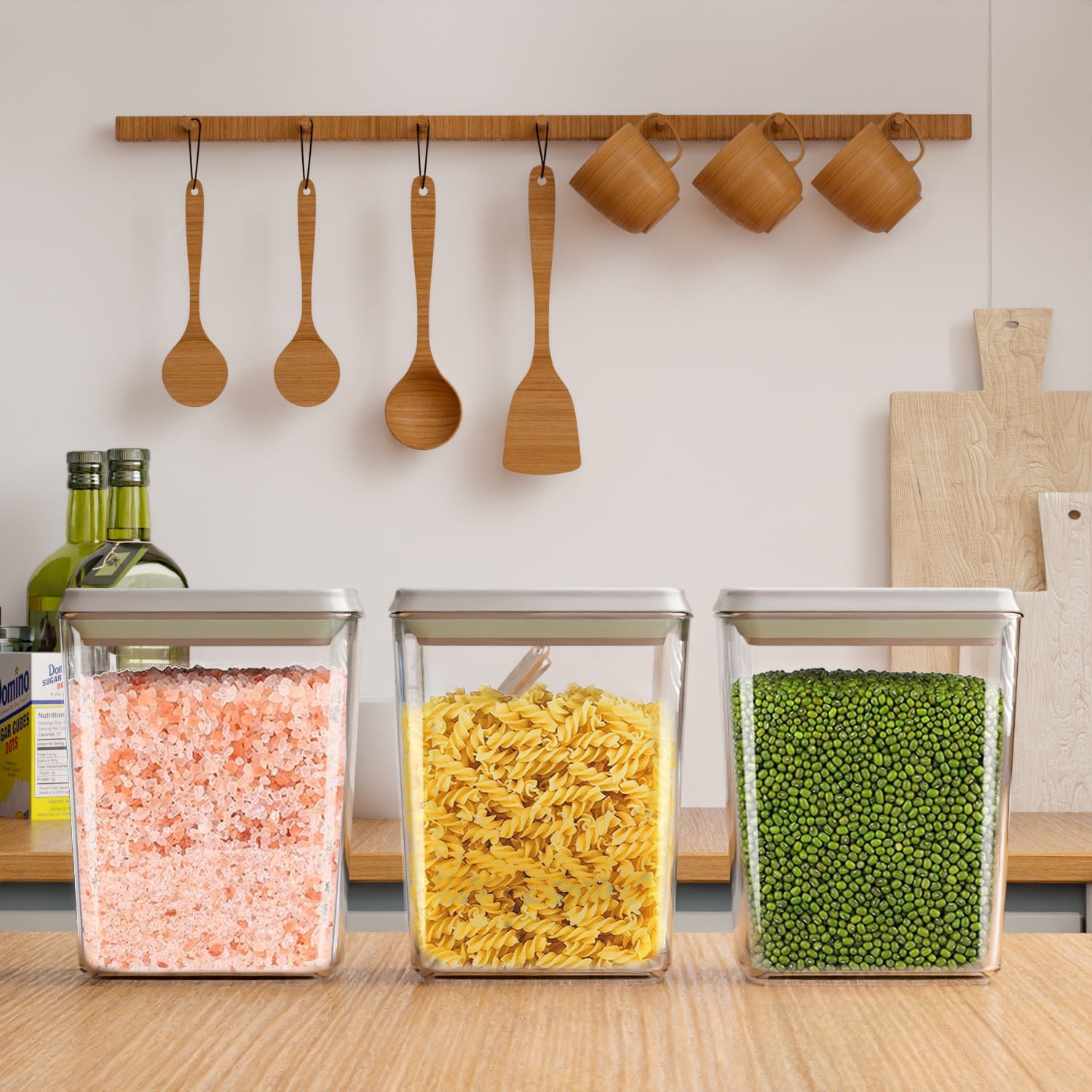 FOUKUS Airtight Pop Up Container: 3 pack 1.2 QT Food Storage Container with Lid, Stackable Kitchen Storage Container for Cereal, Snack, Sugar, Coffee - Image 5