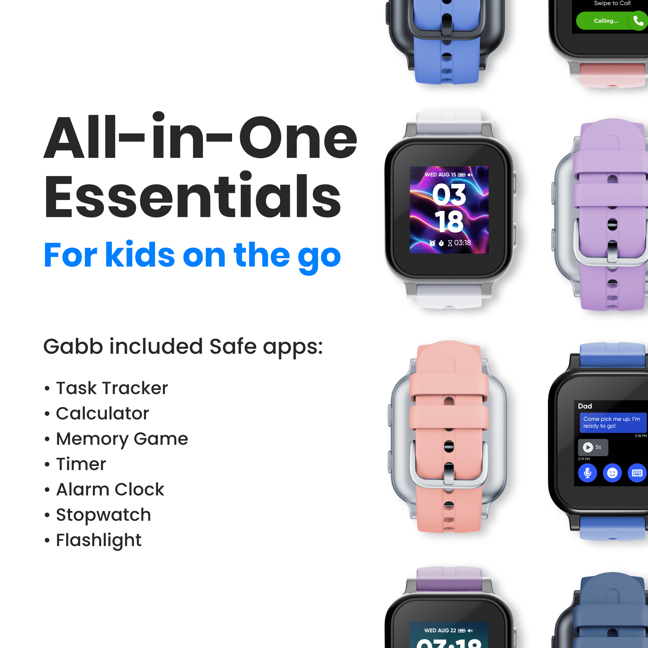 Gabb Watch 3e Smart Watch for Kids with GPS Tracker, Unlimited Call and Text, Parental Controls, Monthly Subscription, Silver - Image 2