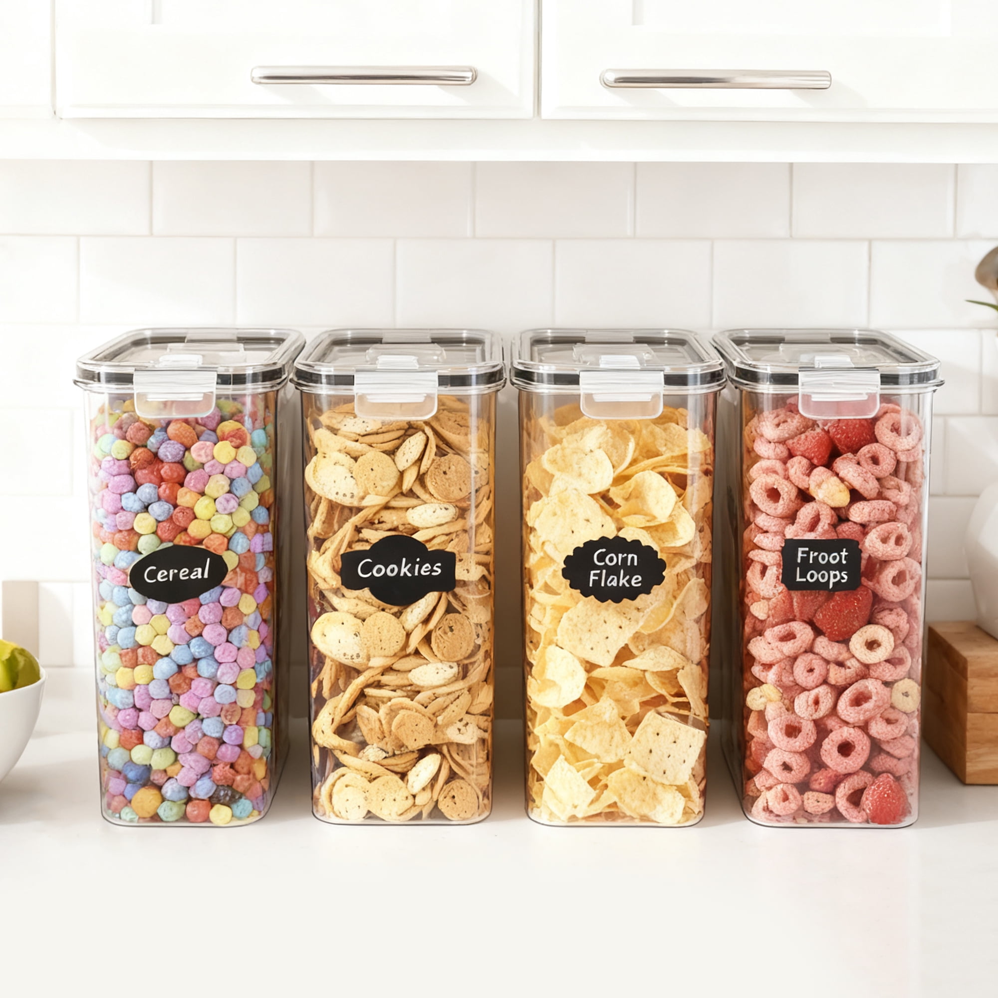 GARITIN Cereal Container, Airtight Food Storage Containers, Plastic Cereal Storage Containers with Lids, Cereal Dispenser Keeper for Dry Food, Kitchen Pantry Organization Containers, 135 fl oz - Image 3
