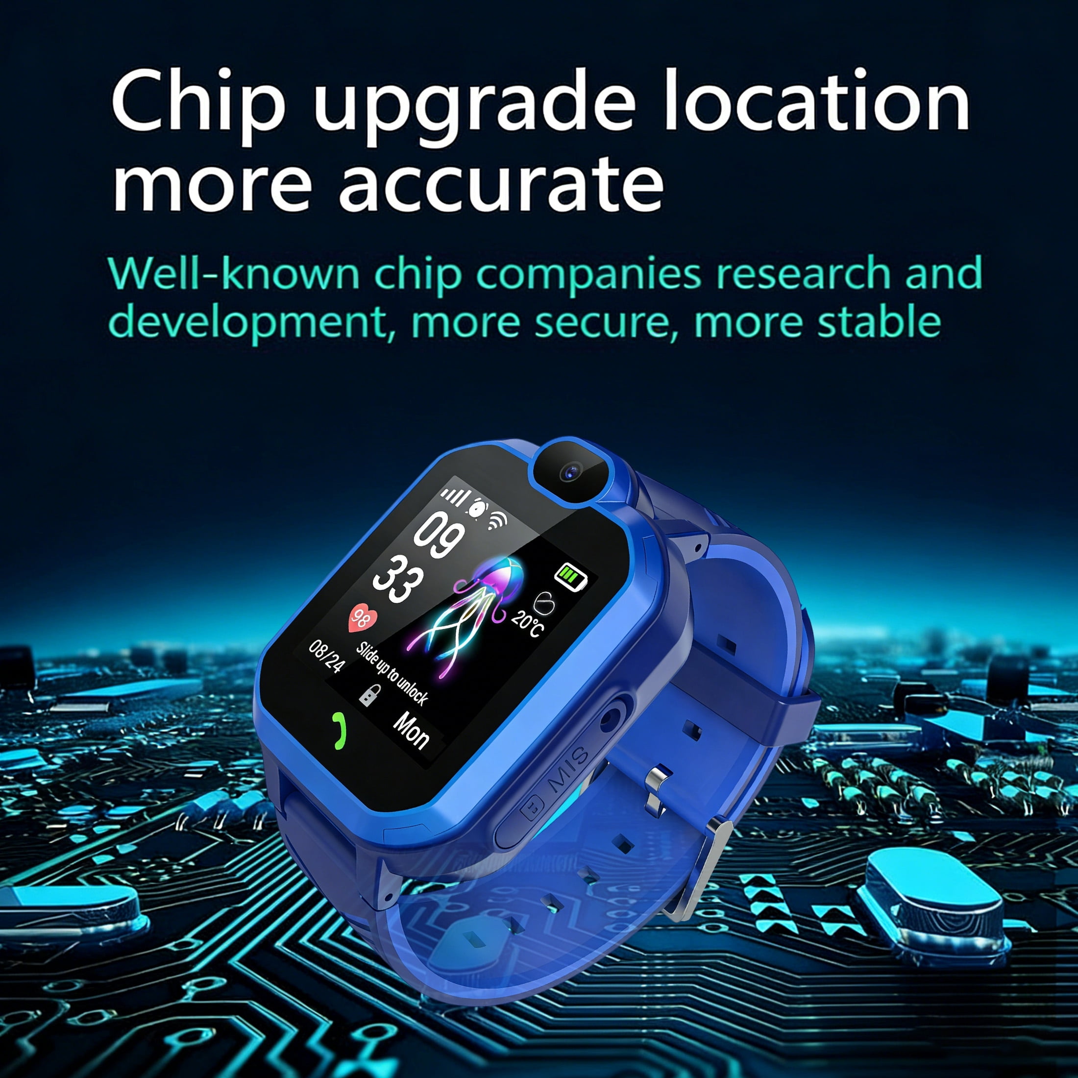 GJX Kid Smart Watch With Real Time GPS Tracking And SOS Button Kids Smartwatch Waterproof Shockproof Smart Watch For Kids For School Safety Toddler Watch - Image 3