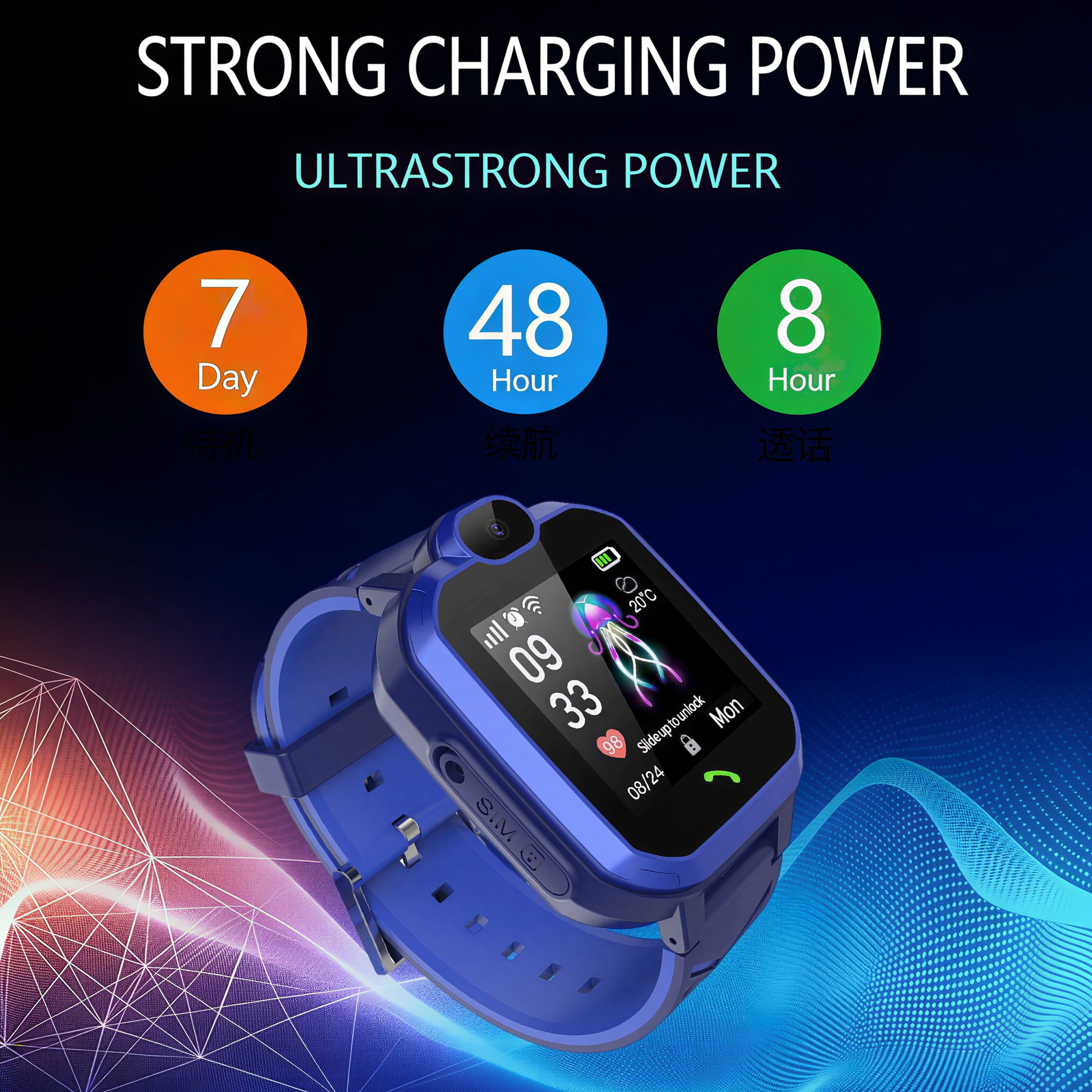 GJX Kid Smart Watch With Real Time GPS Tracking And SOS Button Kids Smartwatch Waterproof Shockproof Smart Watch For Kids For School Safety Toddler Watch - Image 2