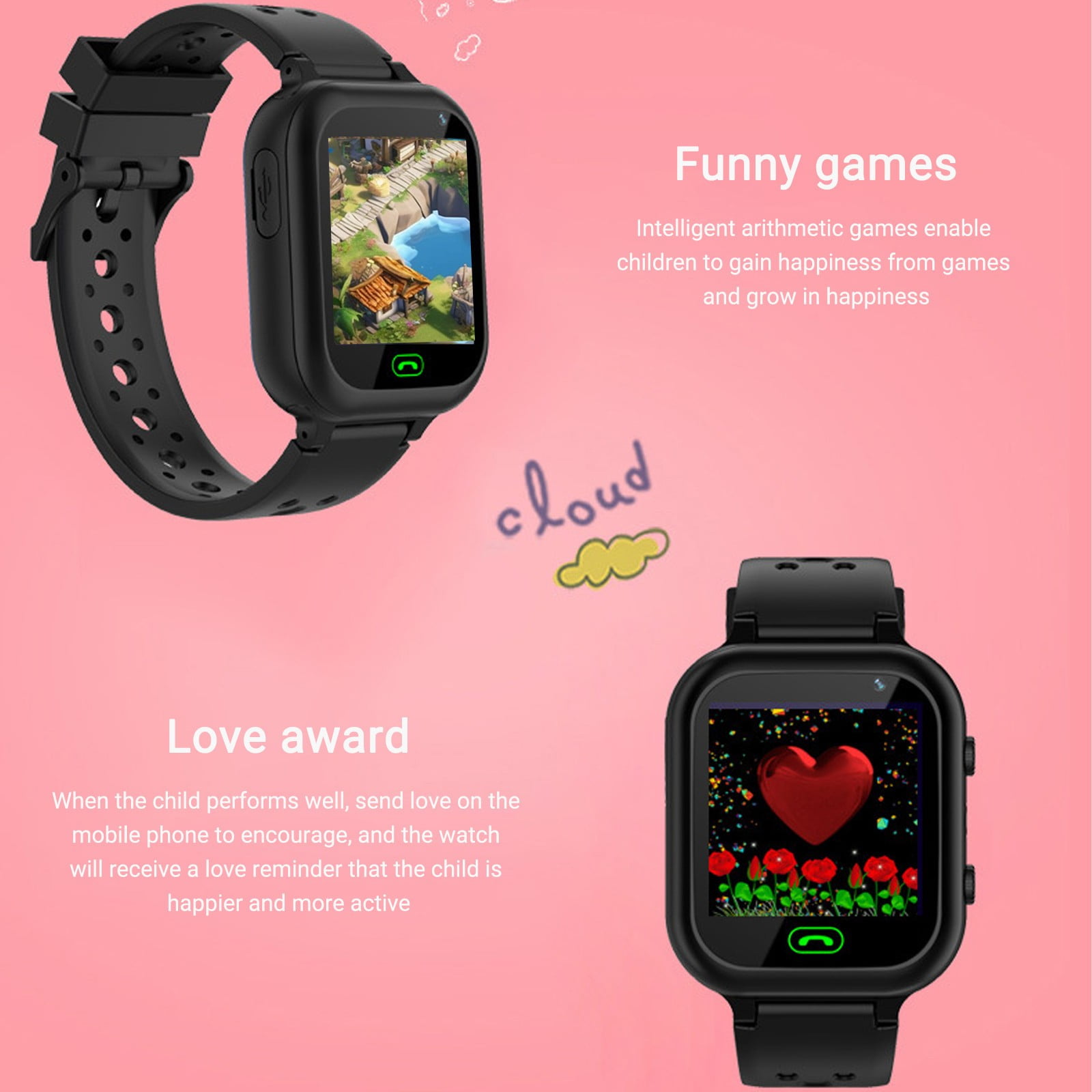 Gmogad Kids Smart Watch For Boys Girls Ages 3-12 With Games Video Camera Music Player Call 12/24 Hour Clock Flashlight Calculator HD Touchscreen Black - Image 5