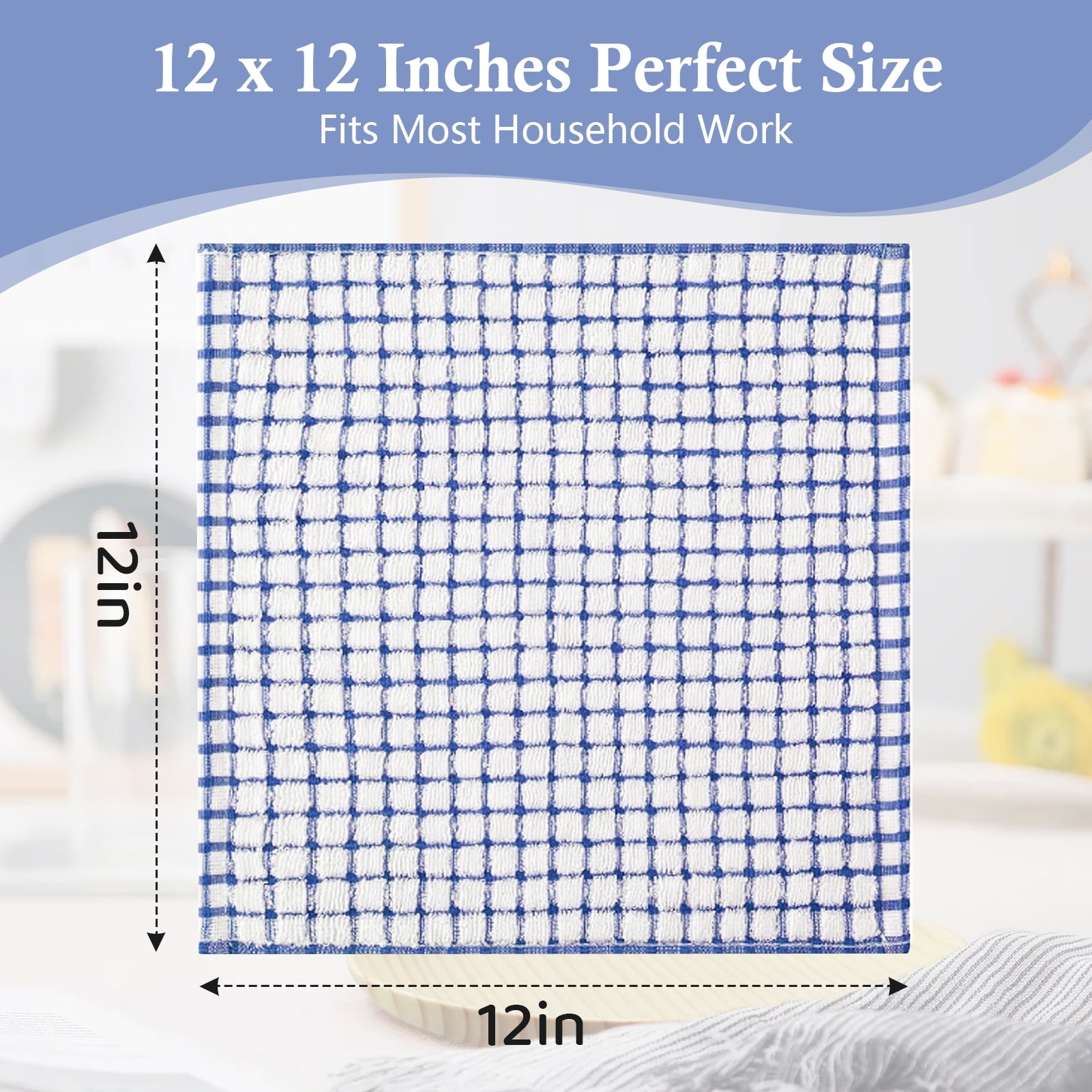 Godance 12 Packs Kitchen Dishcloths, 100% Cotton Dish Towels for Dish Washing, 12 x 12 Inches Super Soft and Absorbent Dish Rags, Quick Drying Dish Towels for Washing Dishes Scrubbing Wash Cloths - Image 3