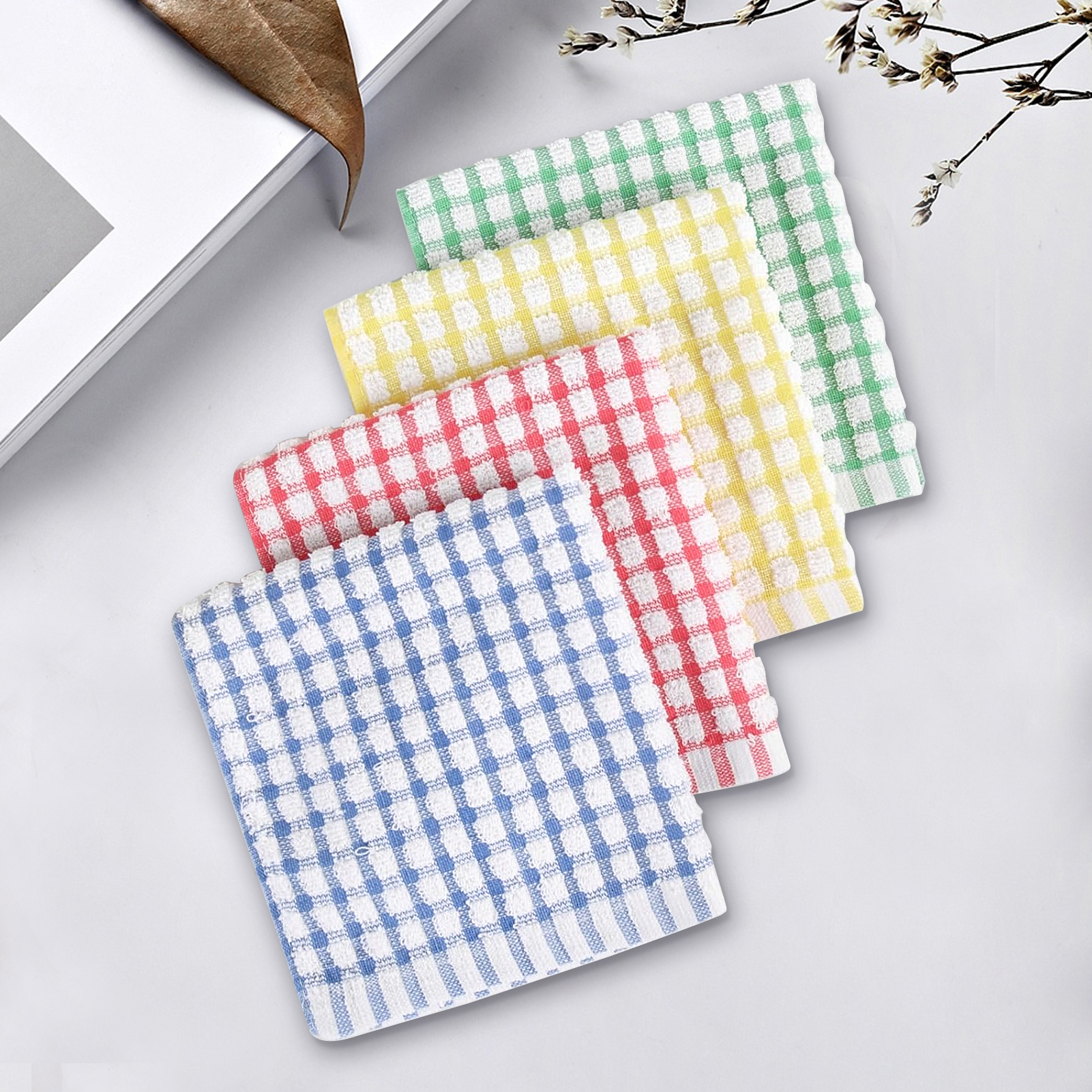 Godance 12 Packs Kitchen Dishcloths, 100% Cotton Dish Towels for Dish Washing, 12 x 12 Inches Super Soft and Absorbent Dish Rags, Quick Drying Dish Towels for Washing Dishes Scrubbing Wash Cloths - Image 5