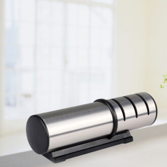 GOOHOCHY Black Manual Knife Sharpener with Scroll Wheel for Kitchen Use 3 Modes Stainless Steel