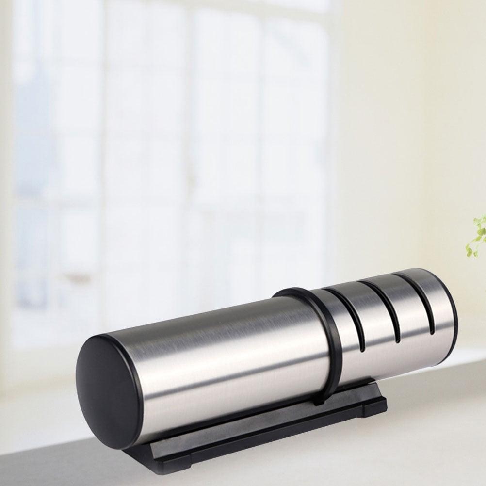 GOOHOCHY Black Manual Knife Sharpener with Scroll Wheel for Kitchen Use 3 Modes Stainless Steel