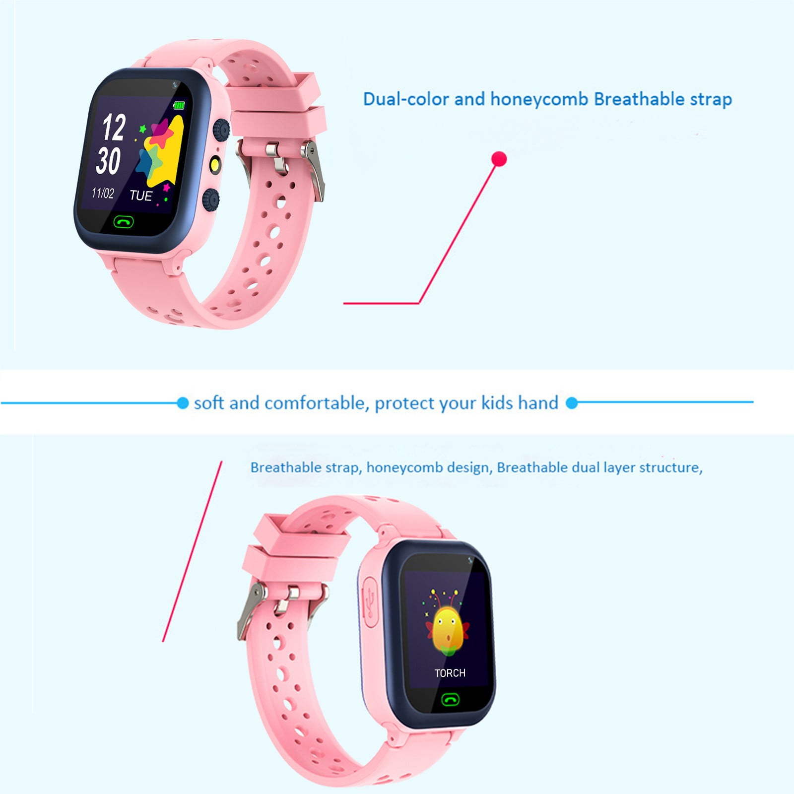 Kids Watch Kids Watch For Boys Girls 3-12 With Games Video Camera Player Call 12/24 Hour Clock Flashlight Calculator Touchscreen - Image 5