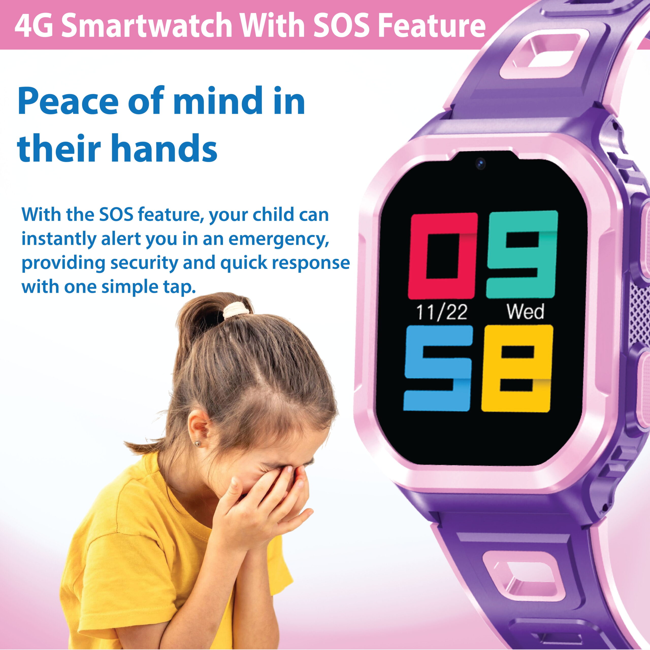 Hello Kitty iTime 4G Kid's Smart Watch with Calling, Messaging, GPS Tracking, & Secure Monitoring, No SIM Card, Purple - Image 2