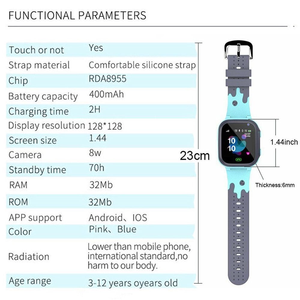 FZFLZDH Kids Smart Watch Waterproof with LBS Tracker Phone Smartwatch Touch Screen Sport Smartwatch with Voice Chat SOS Help Anti-Lost Calling Phone Watches for Girls Boys Children Teen Student - Image 4