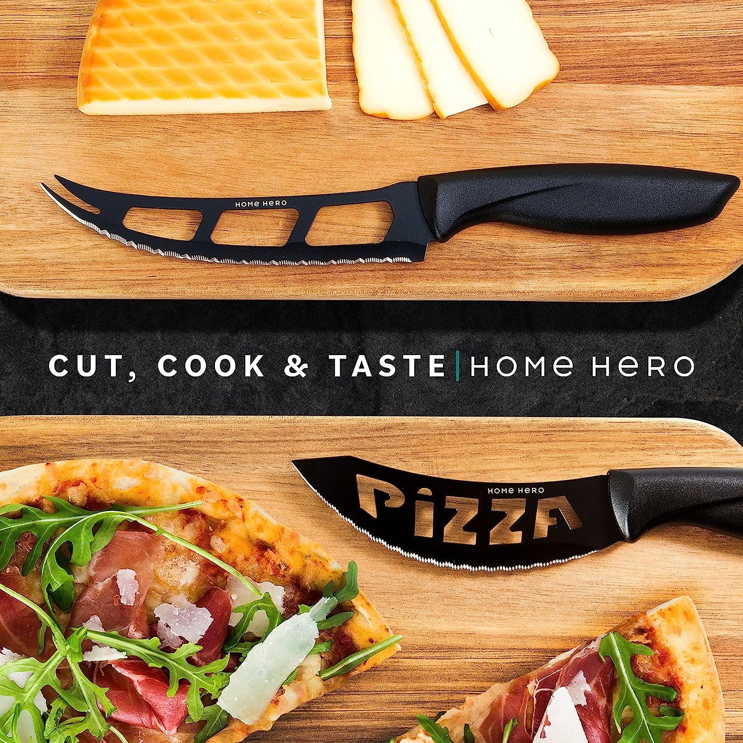 Home Hero - 16 Pcs Kitchen Knife Set & Steak Knifes - Stainless Steel, Black - Image 3