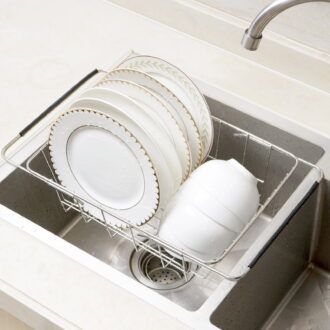 HONEIER Dish Drying Rack Stainless Steel Dish Rack Kitchen Dish Drainer Expandable Dish Rack in Sink or on Counter Dish Strainer