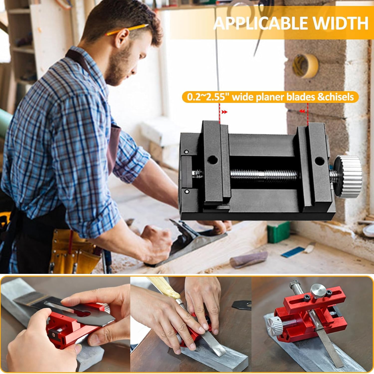 Honing Guide Tool for Woodworking,Chisel Sharpening Jig,Chisels Sharpener of Whetstone,Adjustable Angle Chisel Sharpener Fits Planer and Blades 0-2.55 inches - Image 5
