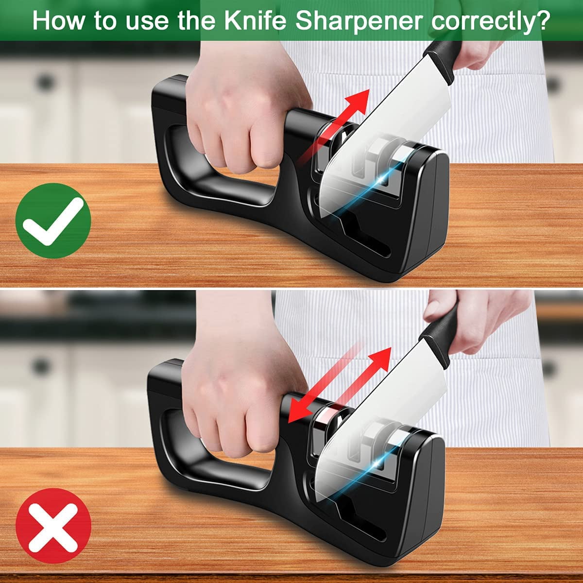 Hottest Knife Sharpener,4-in-1 Kitchen Chef Knife and Scissors Sharpener, Professional Diamond Rods Expertly Sharpen Steel, Ceramic Knives and Scissors Easily, Manual Knife Sharpeners (Black) - Image 4