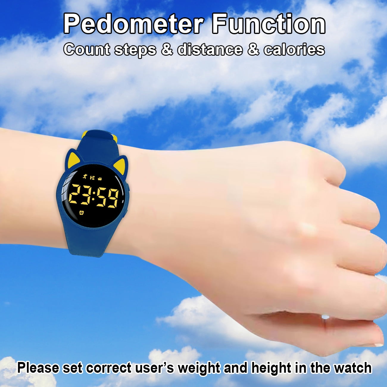 HUYVMAY Kids Fitness Pedometer Watch Without App and Bluetooth, 1 Hour Charging for 20 Days Use, IP68 Waterproof Fitness Tracker for Girls Boys Teens, Students Watch with Alarm Clock Step Counter - Image 3