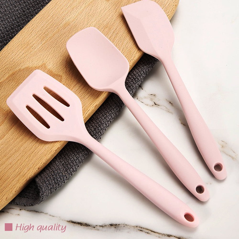 Hvanam Rose Gold And Pink Kitchen Utensil Small Five-Piece Set Mini Silicone Kids Kitchen Tools Whisk Spatula Tongs Spoon And Slotted Spatula(Pink 5 Piece) - Image 5