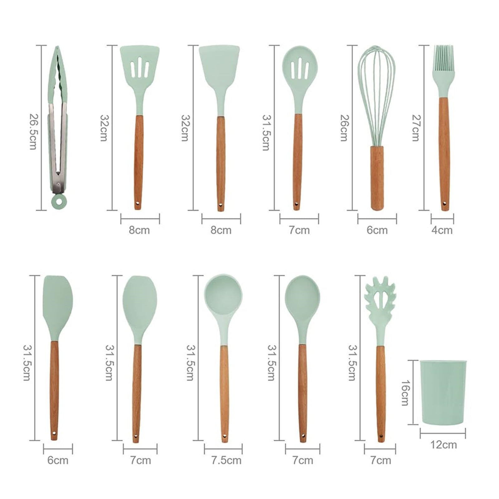 ikaufen Kitchen Utensil Set, 12 Piece Silicone Cooking Utensils Heat Resistant Kitchen Tools, Non-Stick Baking Cooking Spoon Tools - Image 2