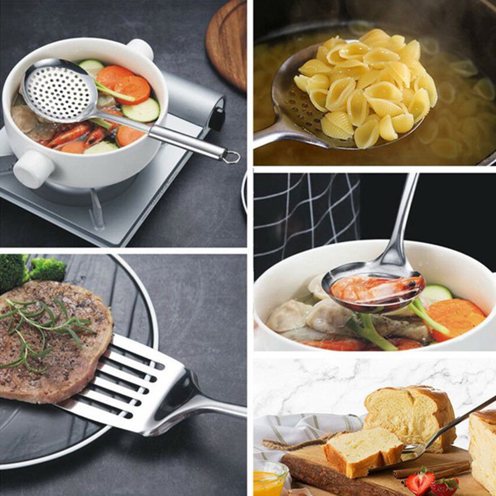 Ikeay Tableware Stainless Steel Kitchen Cooking Tools Cutlery Set Spatula Spoon Spoon 5Pc Tableware - Image 4