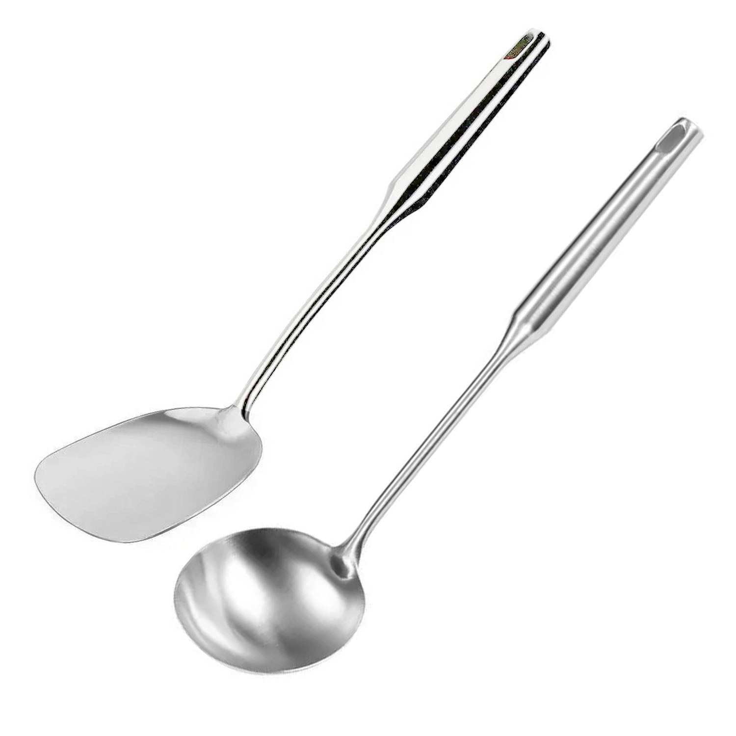 iPstyle Kitchen Cooking Utensil Set, Stainless Steel Metal Kitchen Gadgets Heat Resistant Non-Stick Kitchen Tools Dishwasher Safe