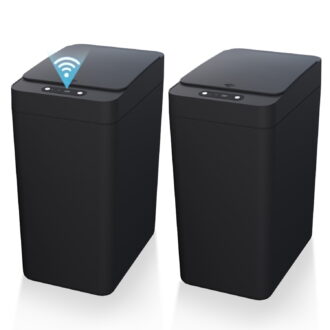 IRINNA 2Pack Bathroom Small Trash Can with Lid, 2.6 Gallon Touchless Automatic Garbage Can Slim Waterproof Motion Sensor Smart Trash Bin for Bedroom, Office, Kitchen, Living Room (Black)