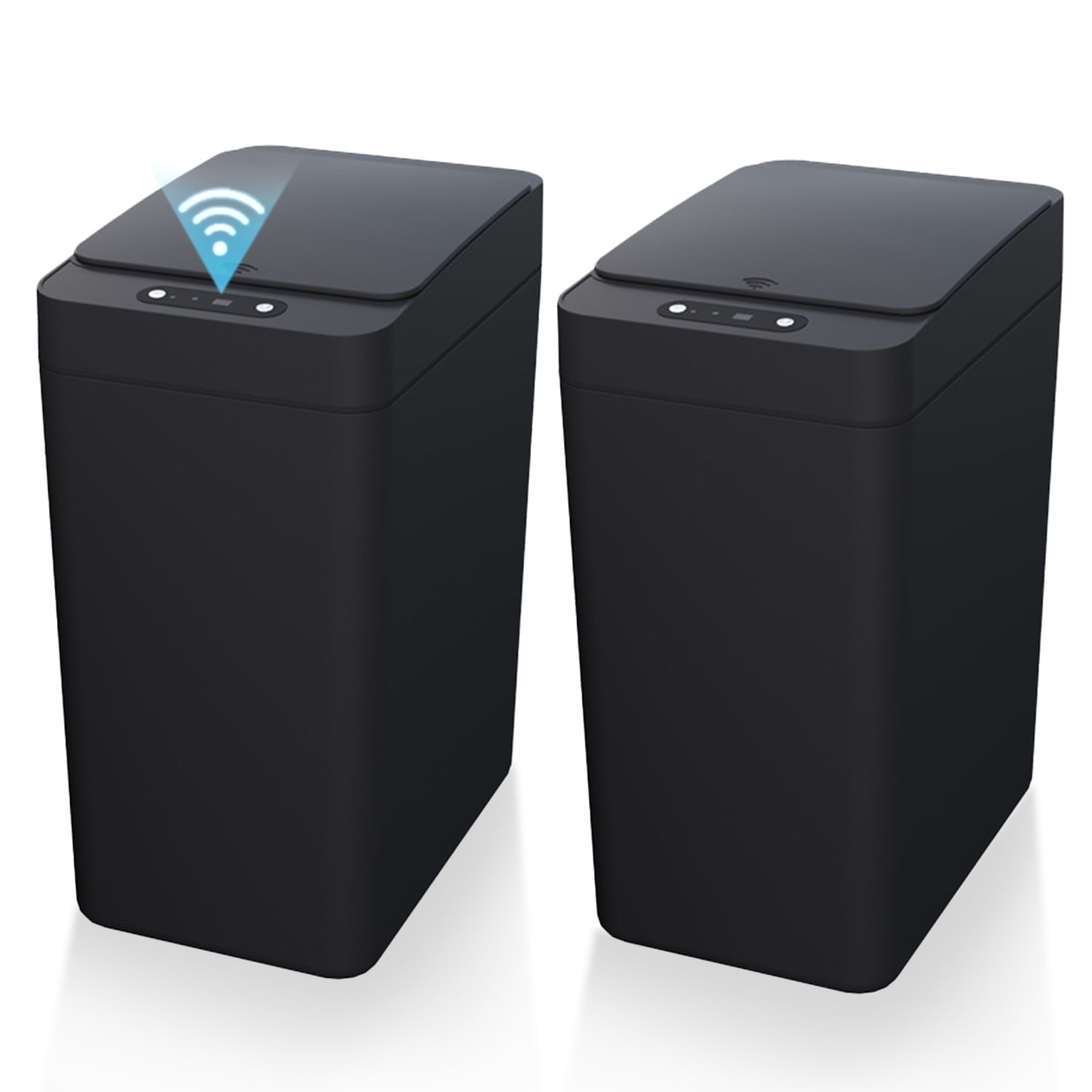 IRINNA 2Pack Bathroom Small Trash Can with Lid, 2.6 Gallon Touchless Automatic Garbage Can Slim Waterproof Motion Sensor Smart Trash Bin for Bedroom, Office, Kitchen, Living Room (Black)
