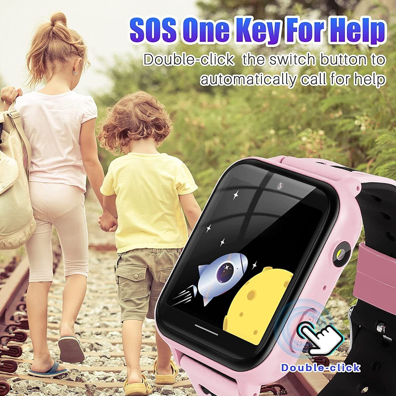 JIAN YA NA Smart Watch for Kids, Kids Watch with 10 Games Camera Music SOS Call Alarm, Birthday Gifts for Age 4-12 Boys Girls(Pink) - Image 4