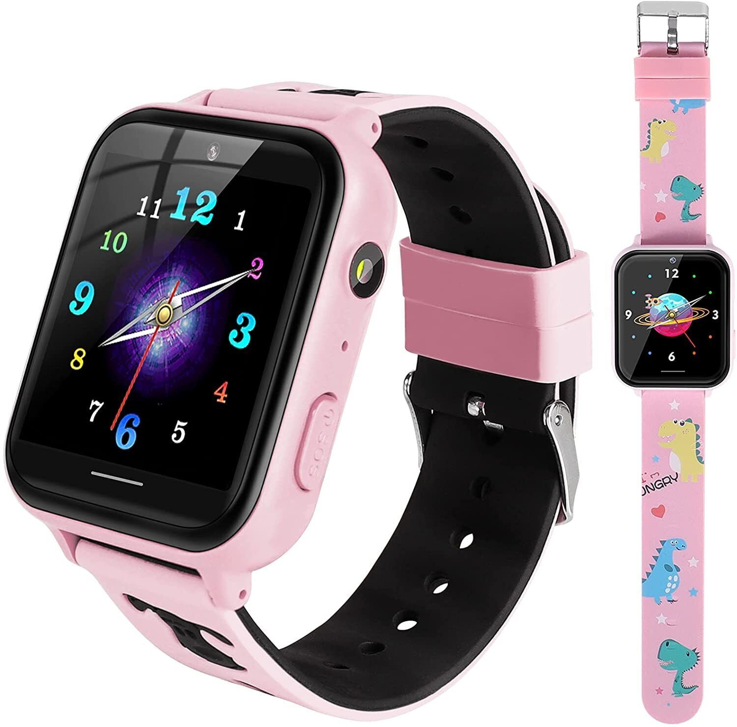 JIAN YA NA Smart Watch for Kids, Kids Watch with 10 Games Camera Music SOS Call Alarm, Birthday Gifts for Age 4-12 Boys Girls(Pink)
